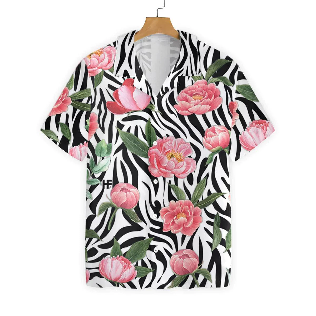 Peony Zebra Watercolor Painting Art Hawaiian Shirt, Peony Aloha Shirt, Colorful Summer Hawaiian Shirt - Perfect Gift For Men Women, Friends, Family - Image 3