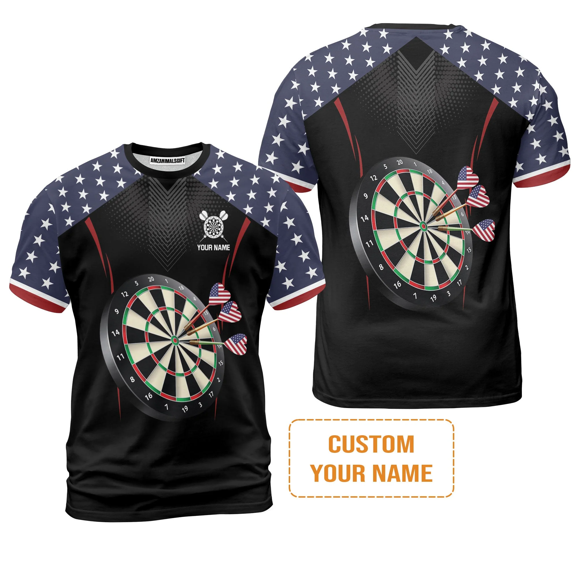 Personalised Darts Men's Long Sleeve Polo Shirt, Darts American Flag Black Background Custom Name Men's Long Sleeve Polo Shirt - Perfect Gift For Men, Darts Player, Darts Lover - Image 4