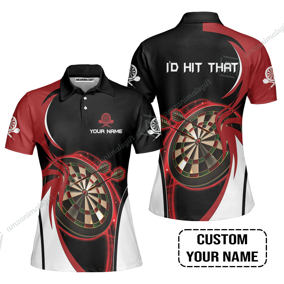 Personalised Darts Sweatshirt, I'D Hit That Darts Red Black Background Custom Name Sweatshirt - Image 7