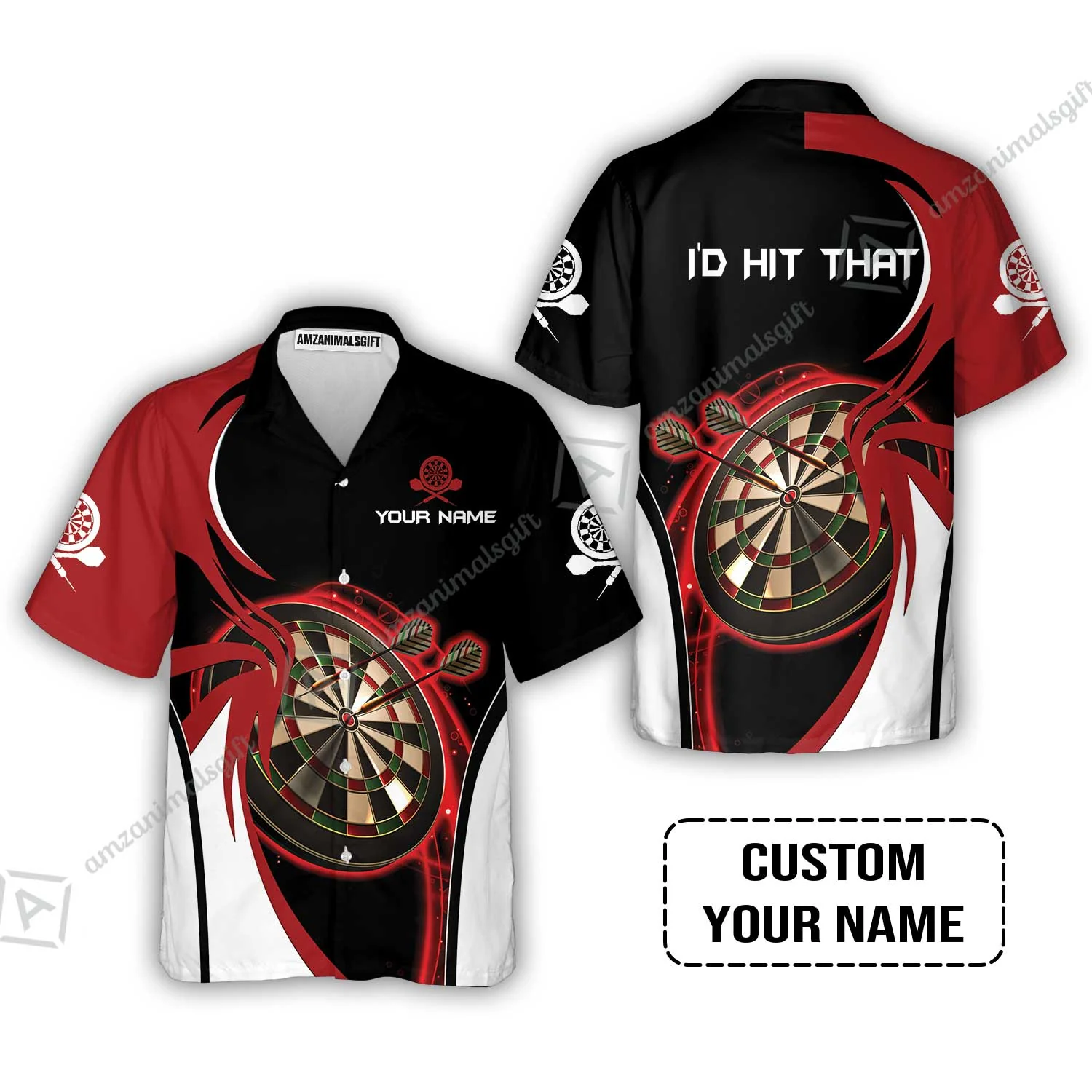 Personalised Darts Sweatshirt, I'D Hit That Darts Red Black Background Custom Name Sweatshirt - Image 8