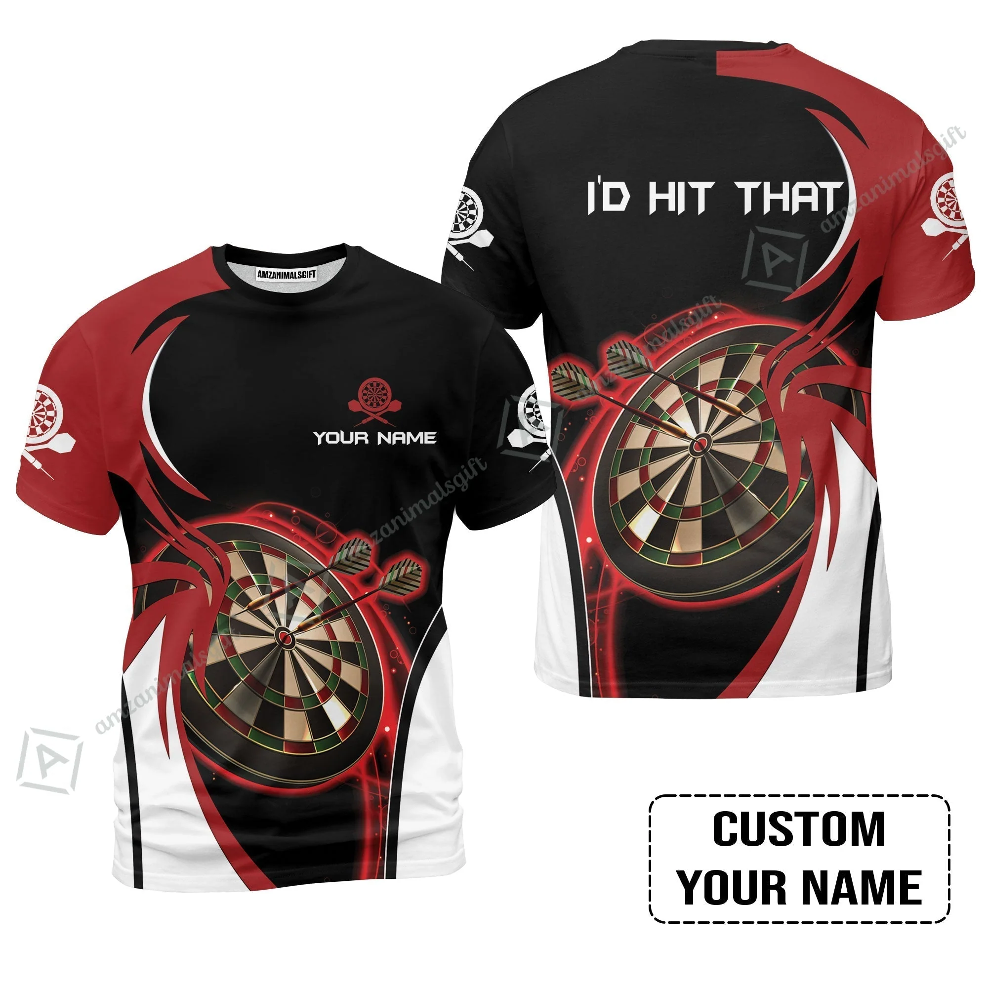 Personalised Darts Sweatshirt, I'D Hit That Darts Red Black Background Custom Name Sweatshirt - Image 9