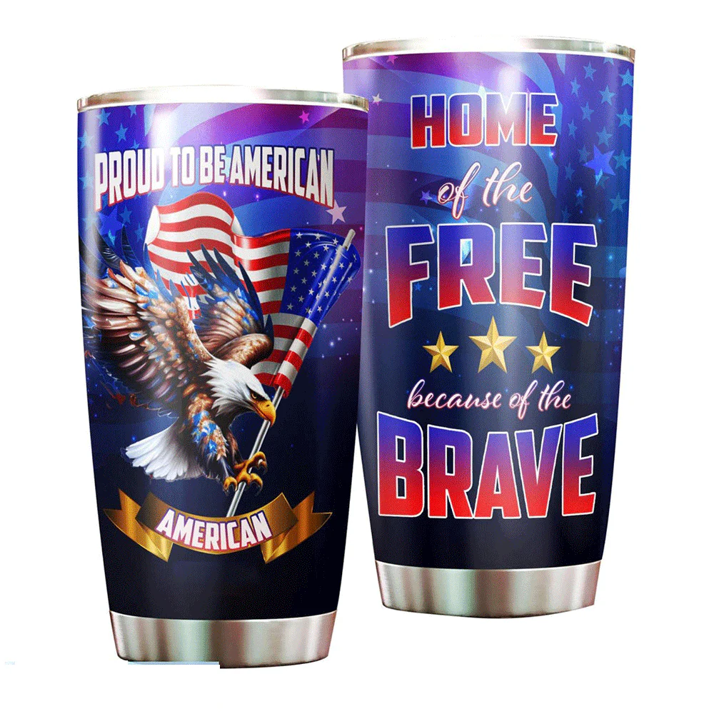 Personalized 4th Of July Tumbler - Home Of The Free Because Of The Brave 4th Of July Stainless Steel Tumbler Cup Gift For Dad, Independence Day - Image 2