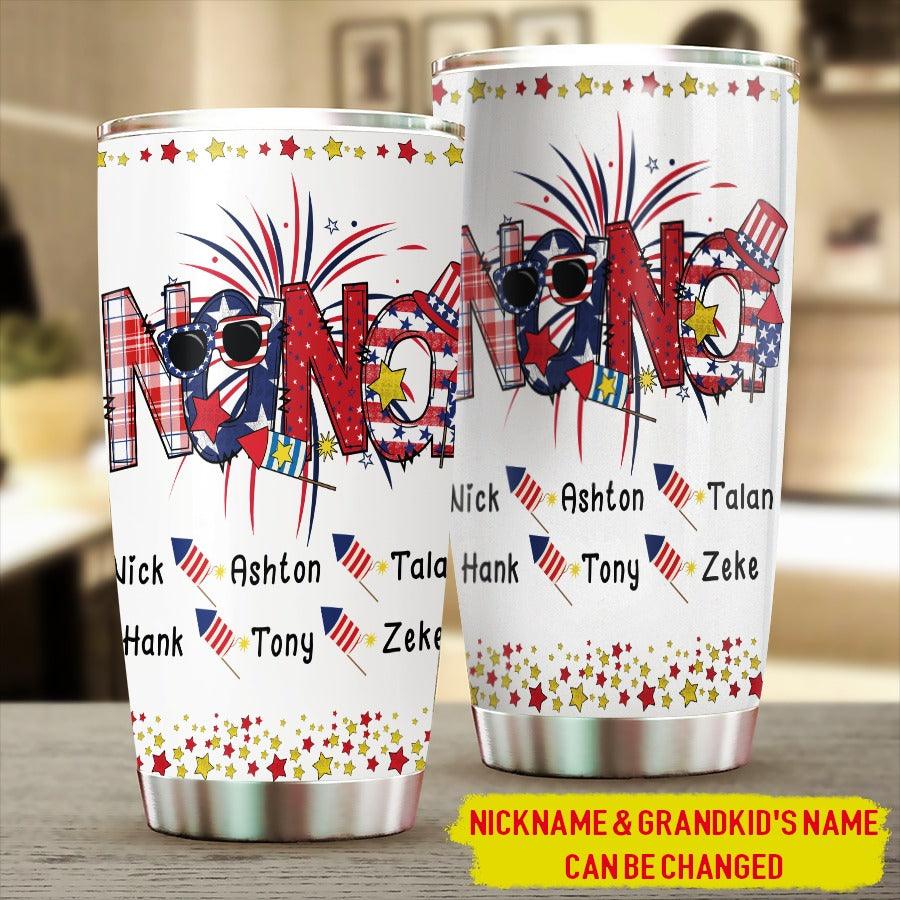 Personalized 4th Of July Tumbler - Patriotic Mimi And Grandkid Custom Name Stainless Steel Tumbler Cup Gift For Independence Day, Mimi & Grandkid - Image 2