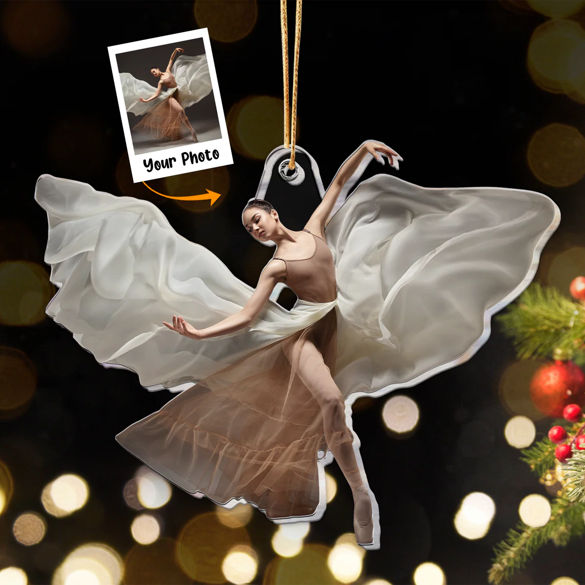 Personalized Acrylic Ballerina Photo Ornament, Custom Lovely Little Ballerina Dancing Ballet Acrylic Ornament For Christmas, Best Gift For Ballerina - Image 3