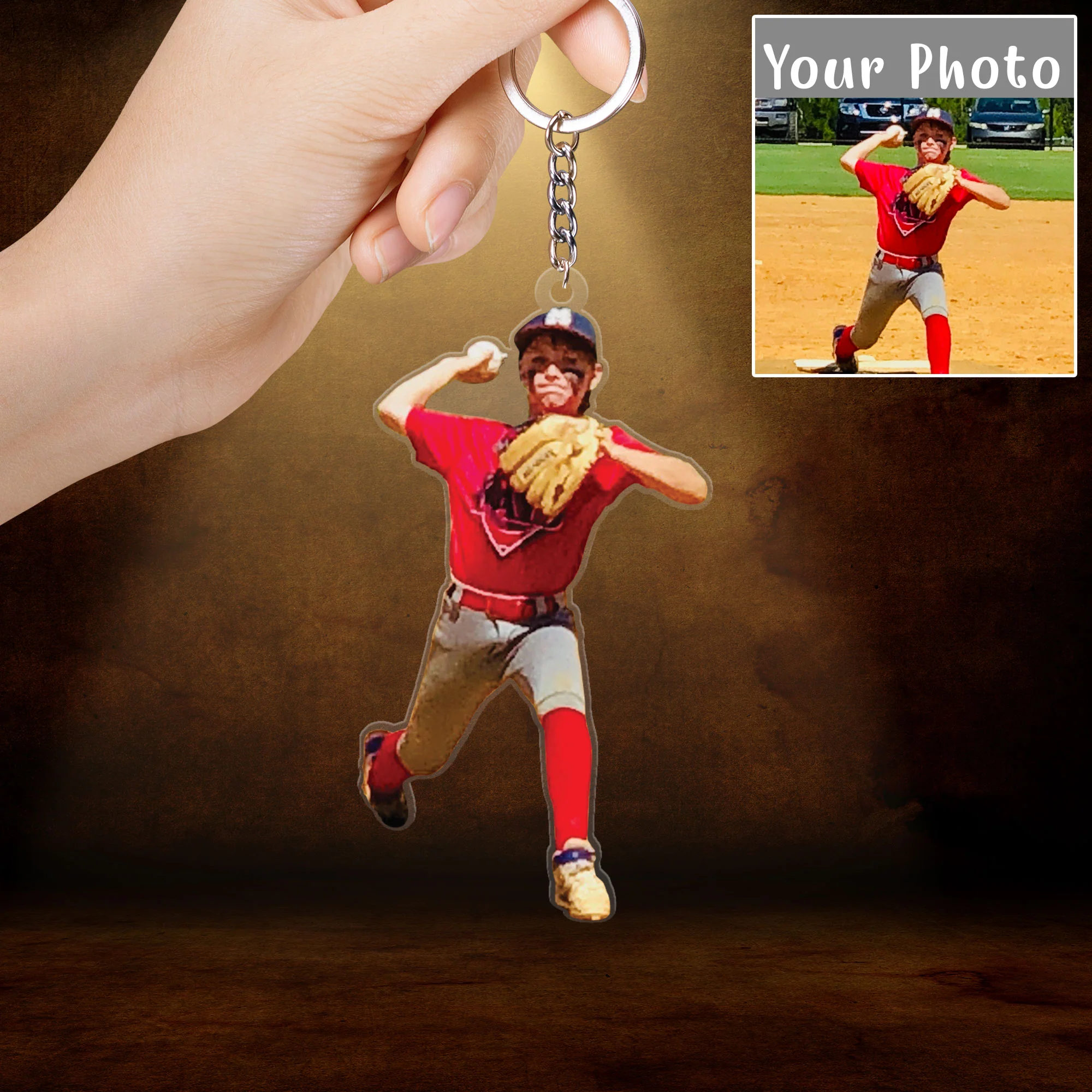 Personalized Acrylic Baseball Photo Keychain, Custom Your Great Moment Of Baseball Acrylic Keychain For Christmas, Perfect Gift For Baseball Lovers - Image 2