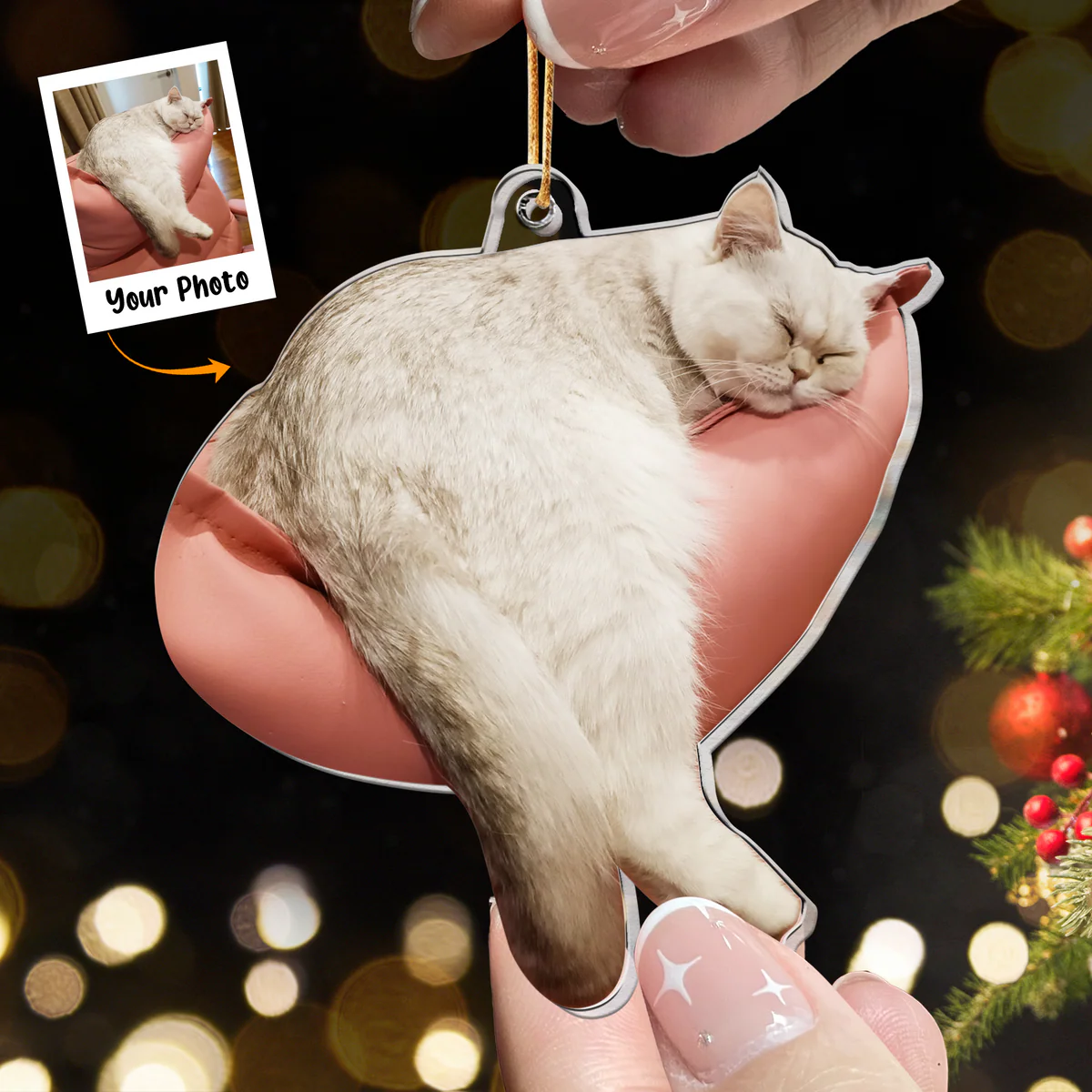 Personalized Acrylic Cat Photo Ornament, Custom Your Funny Moment Of Cat Acrylic Ornament For Christmas, Perfect Gift For Cat Lovers - Image 3