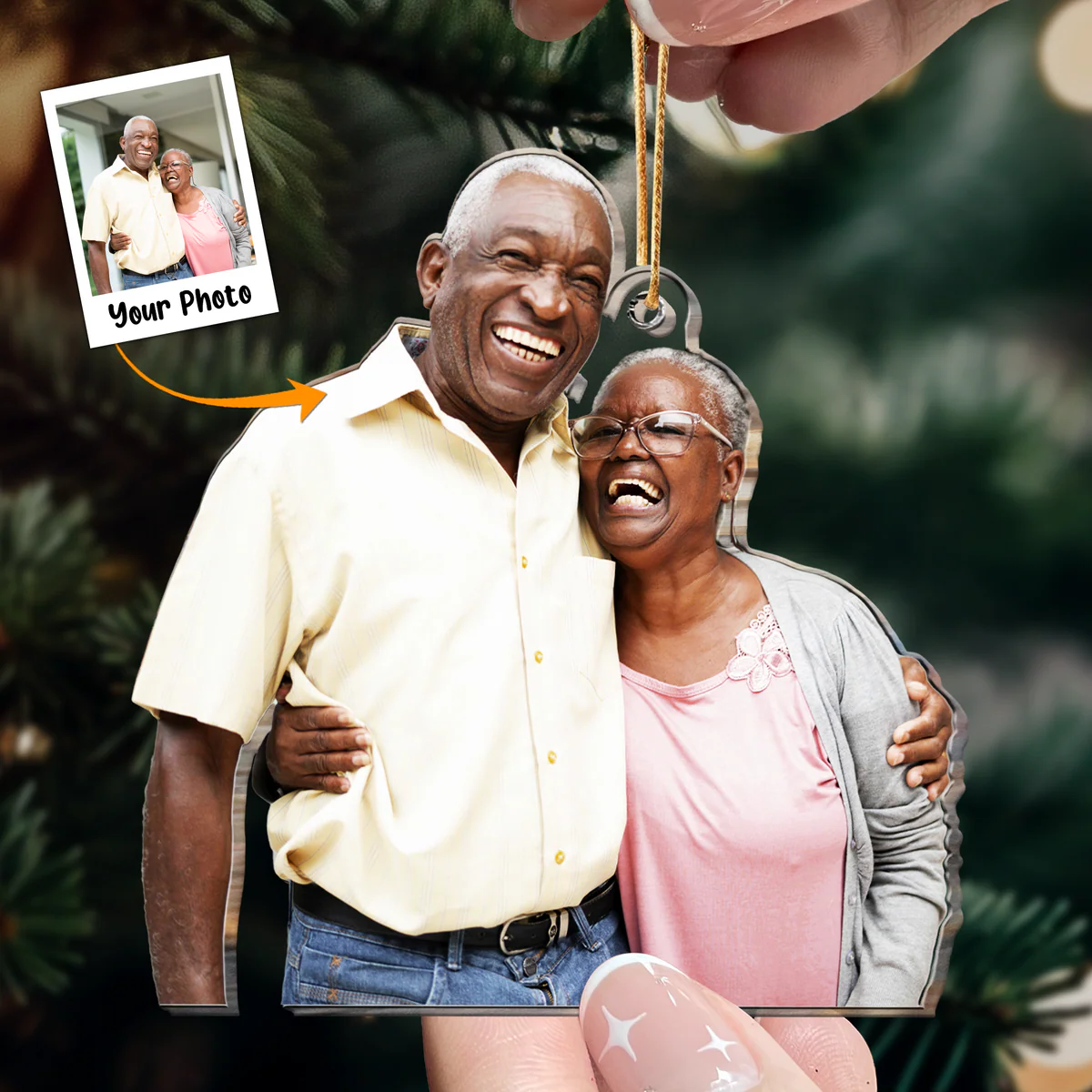 Personalized Acrylic Couple Photo Ornament, Custom Memories Of Grandparents, Parents Photo Acrylic Ornament For Christmas, Best Gift For Family - Image 2