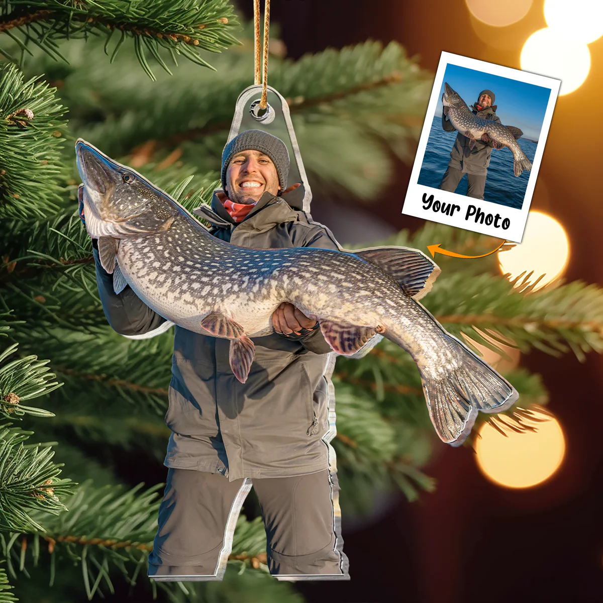 Personalized Acrylic Fishing Photo Ornament, Custom Your Fishing Photo Acrylic Ornament For Christmas, Perfect Gift For Fishing Lovers, Christmas - Image 3