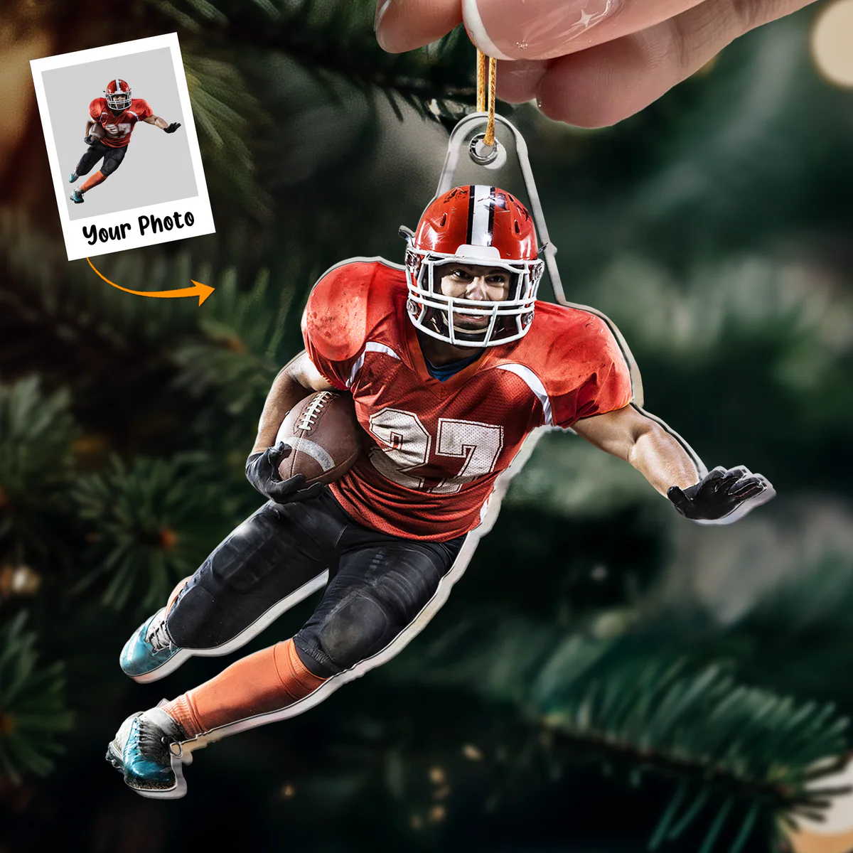 Personalized Acrylic Football Photo Ornament, Custom American Football Players Photo Acrylic Ornament For Christmas, Funny Dog Gift For Football Lovers - Image 2