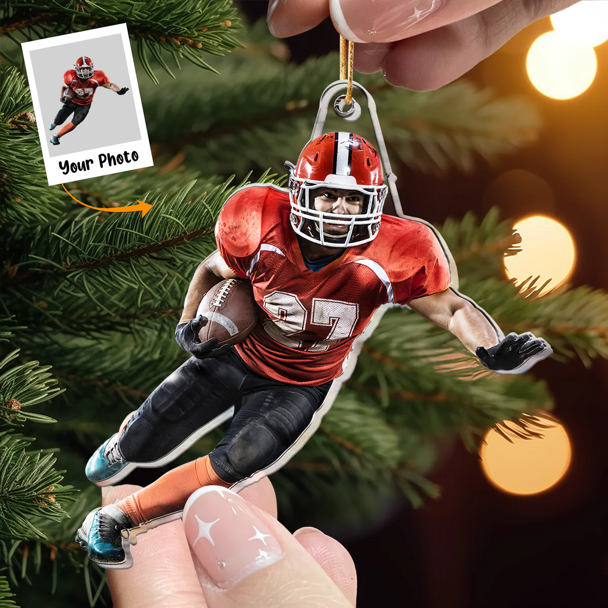 Personalized Acrylic Football Photo Ornament, Custom American Football Players Photo Acrylic Ornament For Christmas, Funny Dog Gift For Football Lovers - Image 3