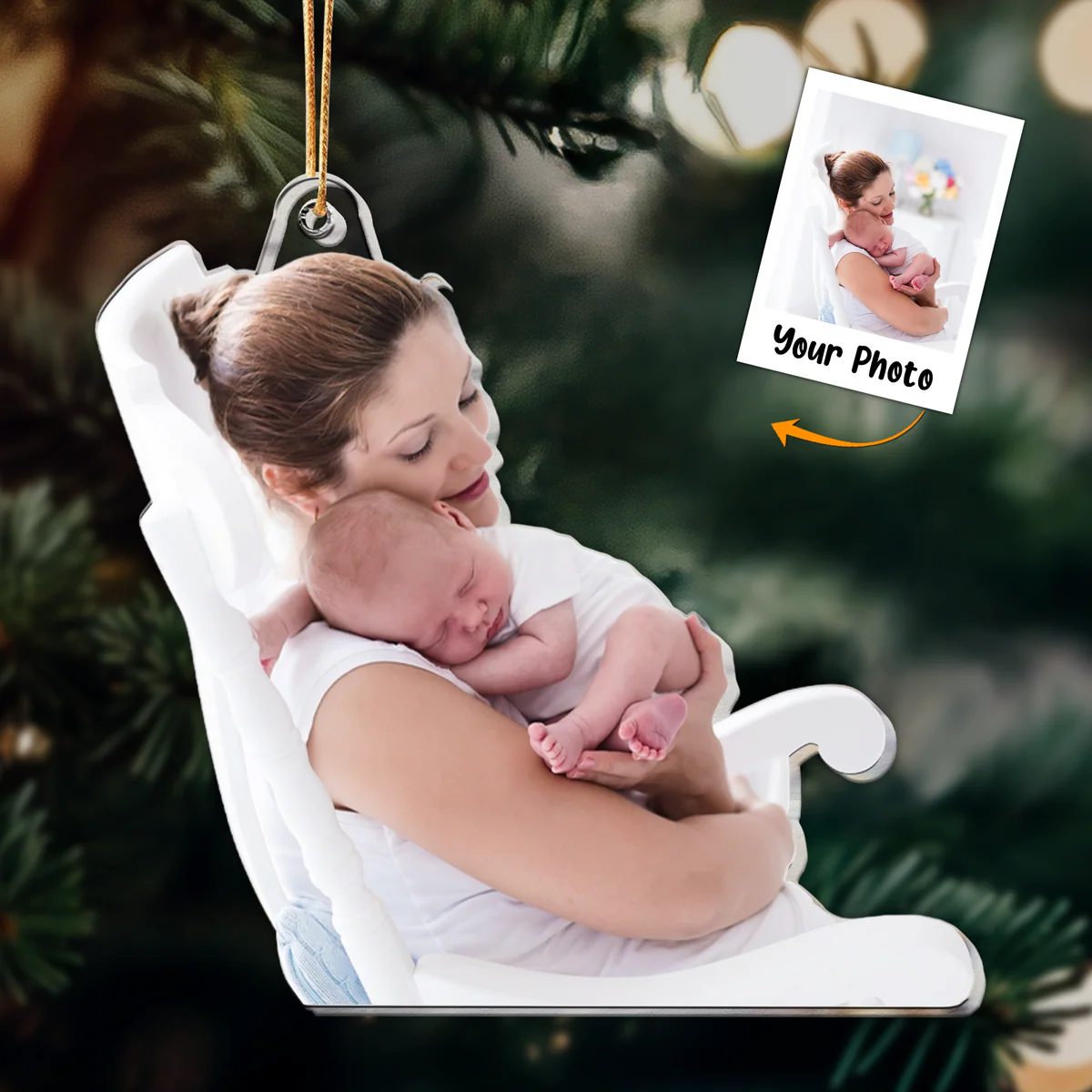 Personalized Acrylic Mom & Infant Photo Ornament, Custom Mother And Her Newborn Baby Photo Acrylic Ornament For Christmas, Best Gift For New Mom, Christmas - Image 2