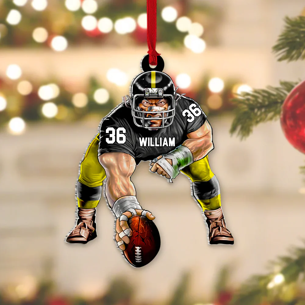 Personalized American Football Fierce Player Acrylic Ornament Gift For Football Lovers, Football Fans - Christmas Ornament Decor - Image 2
