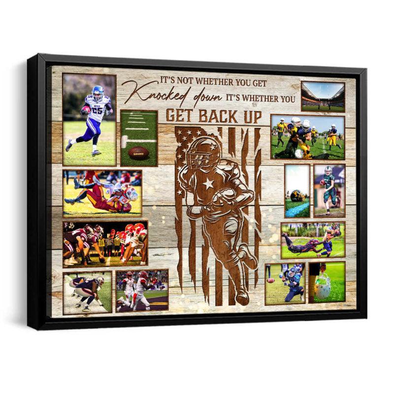 Personalized American Football Player Landscape Canvas - Get Back Up, Custom Photo, Canvas For Friend, Family, Football Lover - Image 2