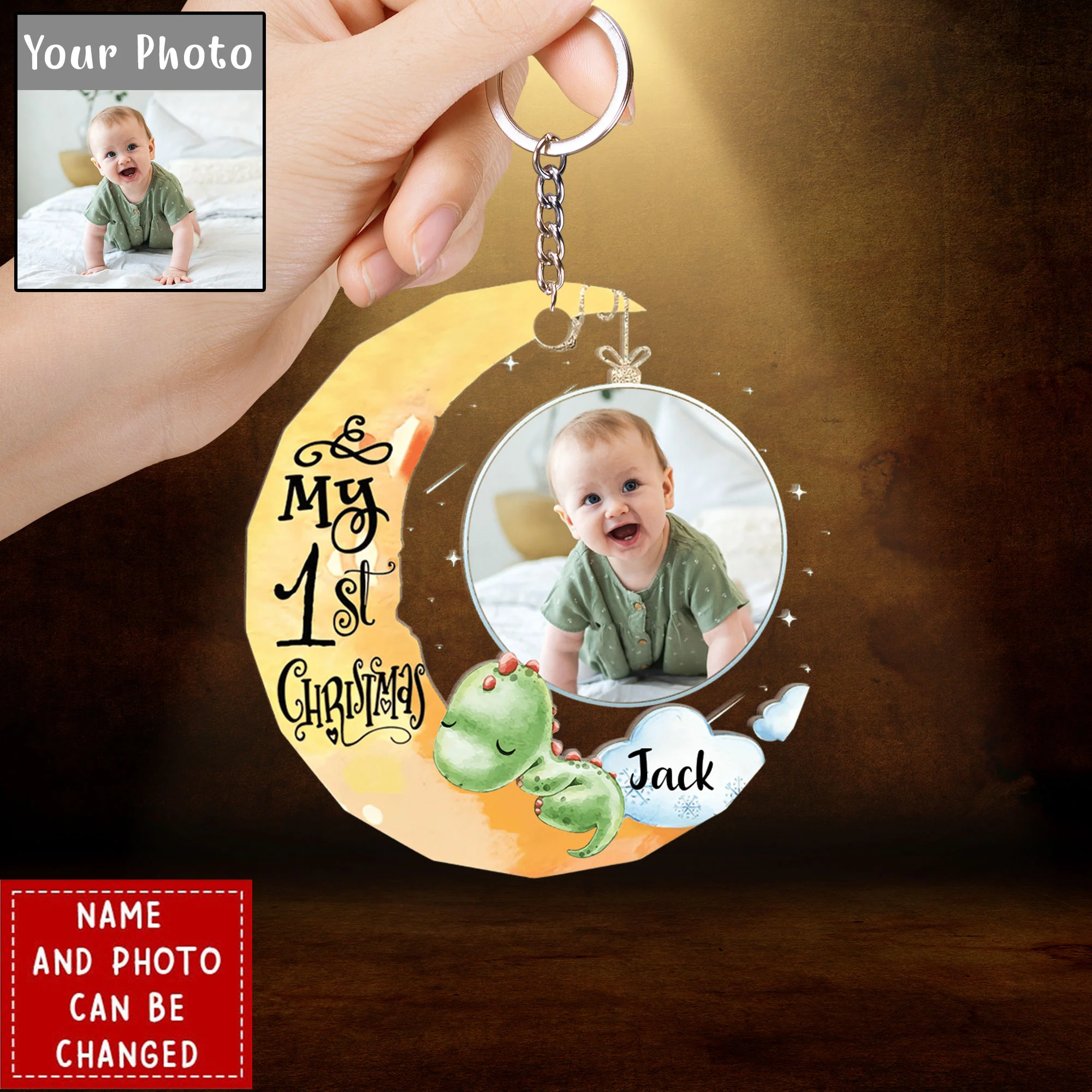 Personalized Baby's First Christmas Custom Photo Acrylic Ornament - Christmas Gift For Baby Kids, Newborn Baby - Image 5