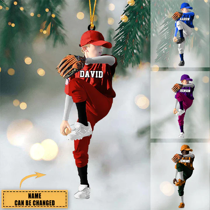 Personalized Baseball Boy Throwing The Ball Acrylic Keychain Gift For Baseball Lovers, Son, Baseball Fans - Image 3
