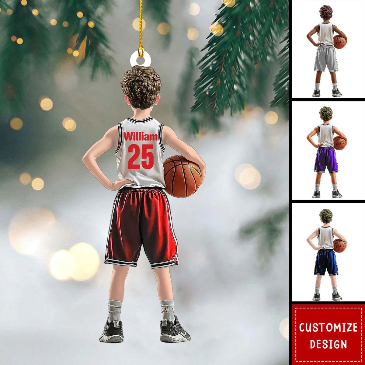 Personalized Basketball Kid Boy Player Flat Acrylic Ornament, Ornament Gifts For Son, Grandson, Basketball Players - Image 2
