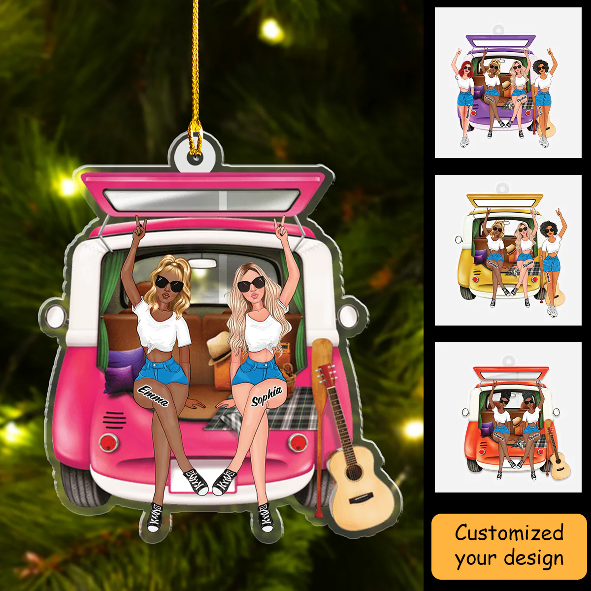 Personalized Best Friends Acrylic Ornament - Travel Car Friends Ornament, Friends Ornament, Sisters Anniversary Gift - Image 2
