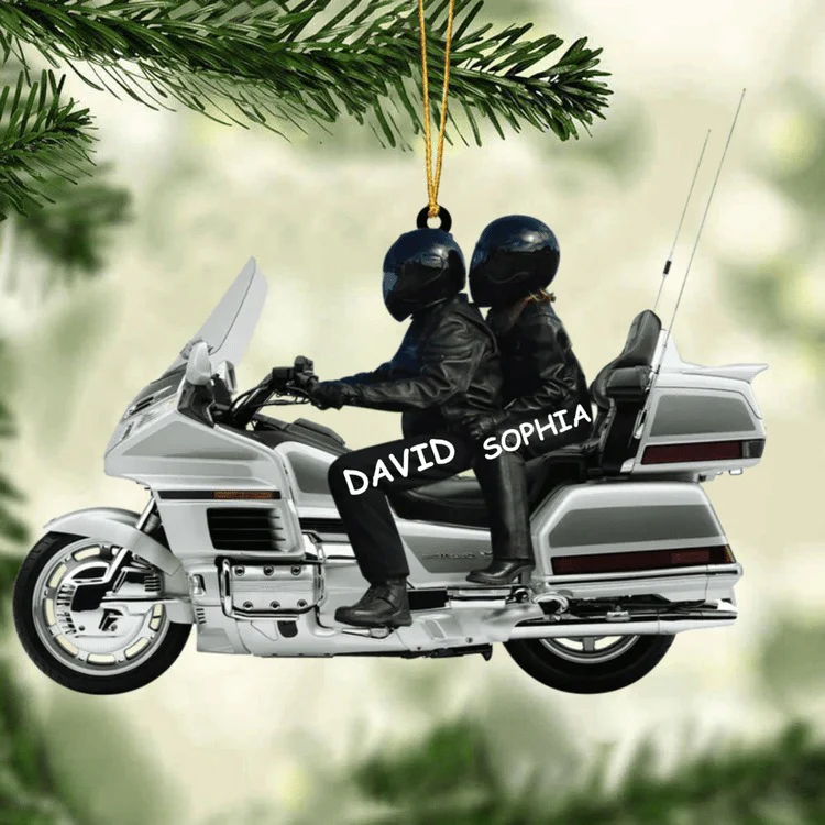 Personalized Biker Couple Gold Wing Motorcycle Ornament, Custom Shape Acrylic Ornament - Great Ideas For Couple, Biker - Image 7