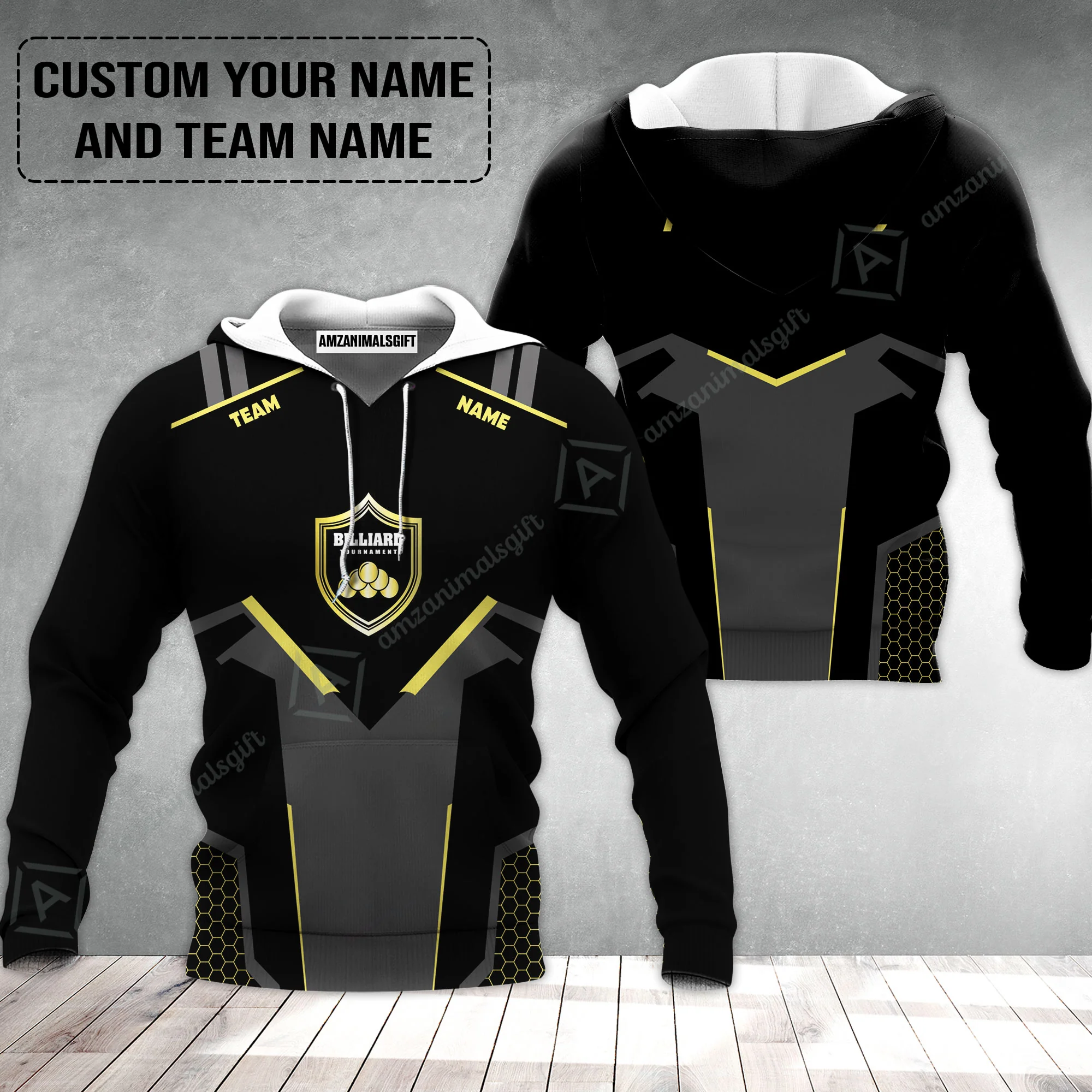 Personalized Billiards Hoodie, Golden Team Billiards Team Custom Shirt For Men Hoodie - Image 2