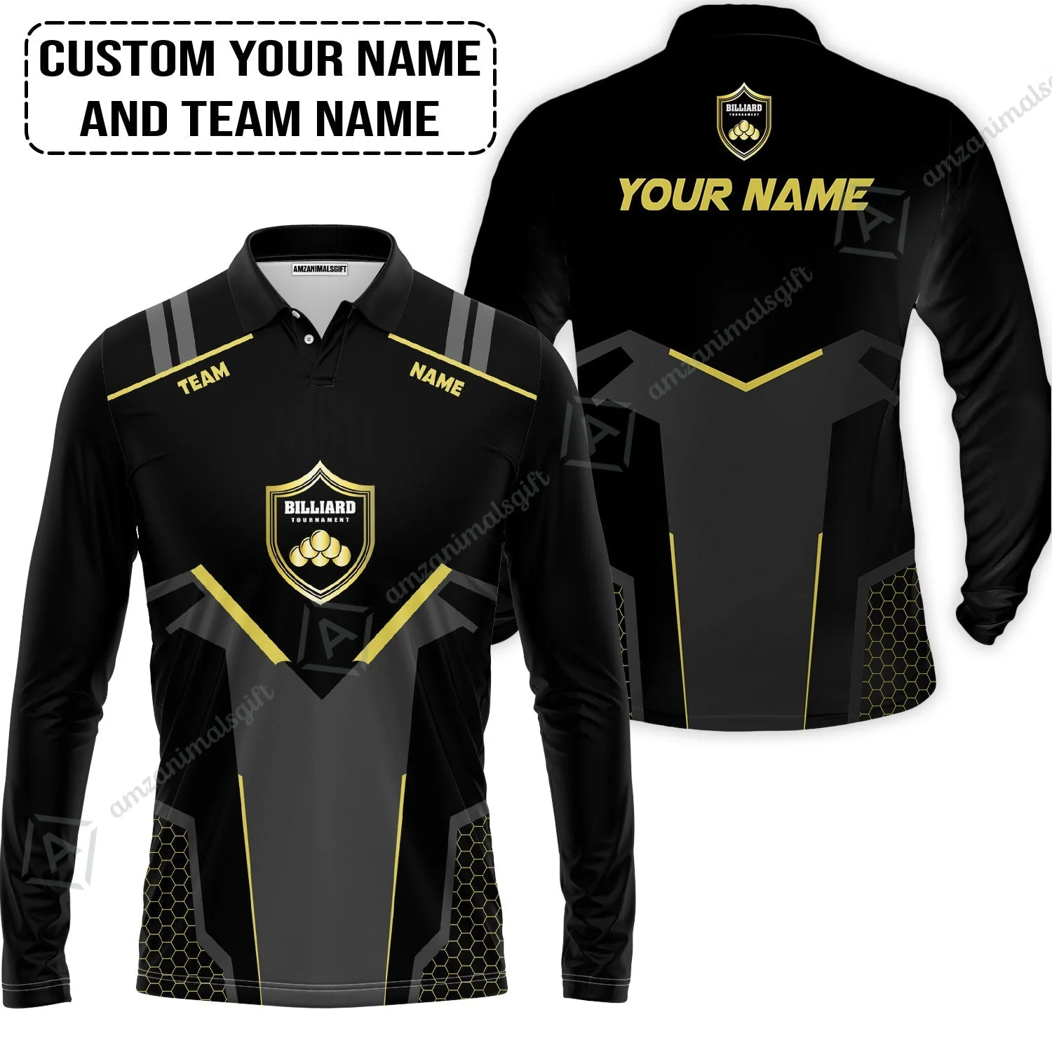 Personalized Billiards Hoodie, Golden Team Billiards Team Custom Shirt For Men Hoodie - Image 3