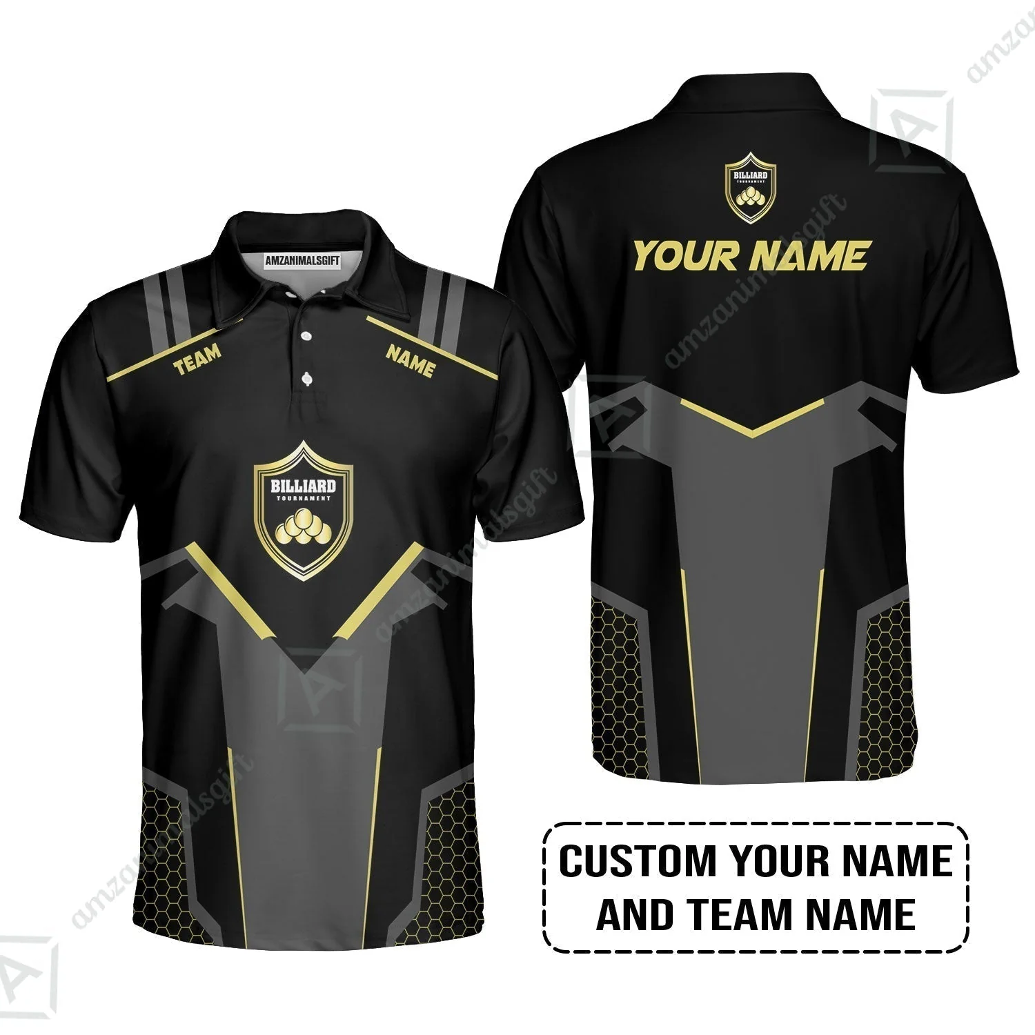 Personalized Billiards T-Shirt, Golden Team Billiards Team Custom T-Shirt - Image 8