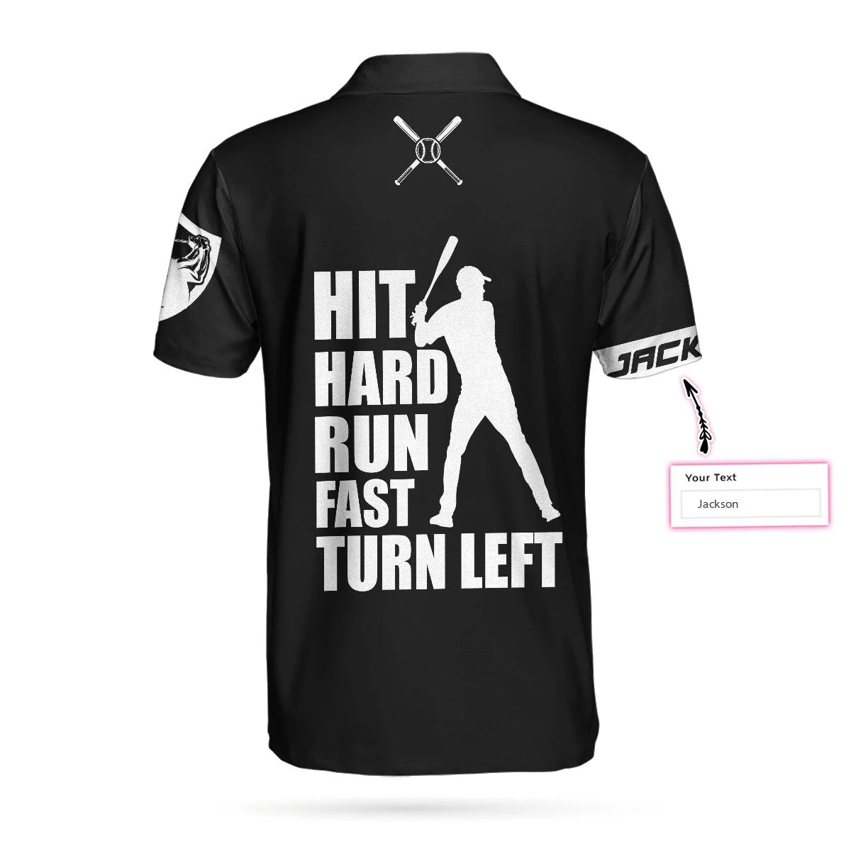 Personalized Black American Flag Men Polo Shirt, Hit Hard Run Fast Turn Left Custom Polo Shirt, Funny Golf Shirt For Men - Image 3