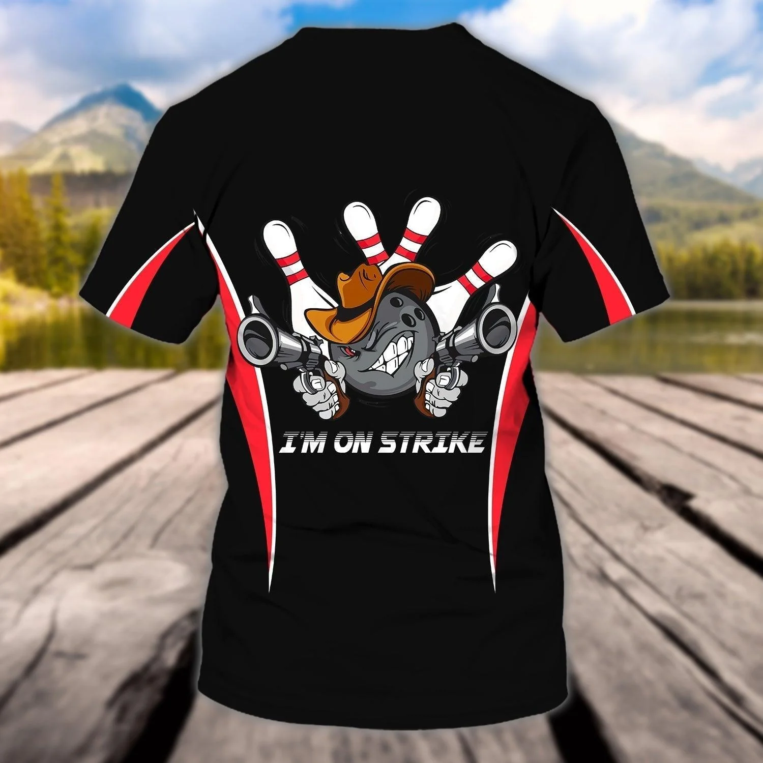 Personalized Black Bowling T Shirt, Custom Name I'M On Strike Bowling Shirts, Funny Bowling Shirts For Men - Best Gift For Bowling Lovers, Bowlers - Image 2