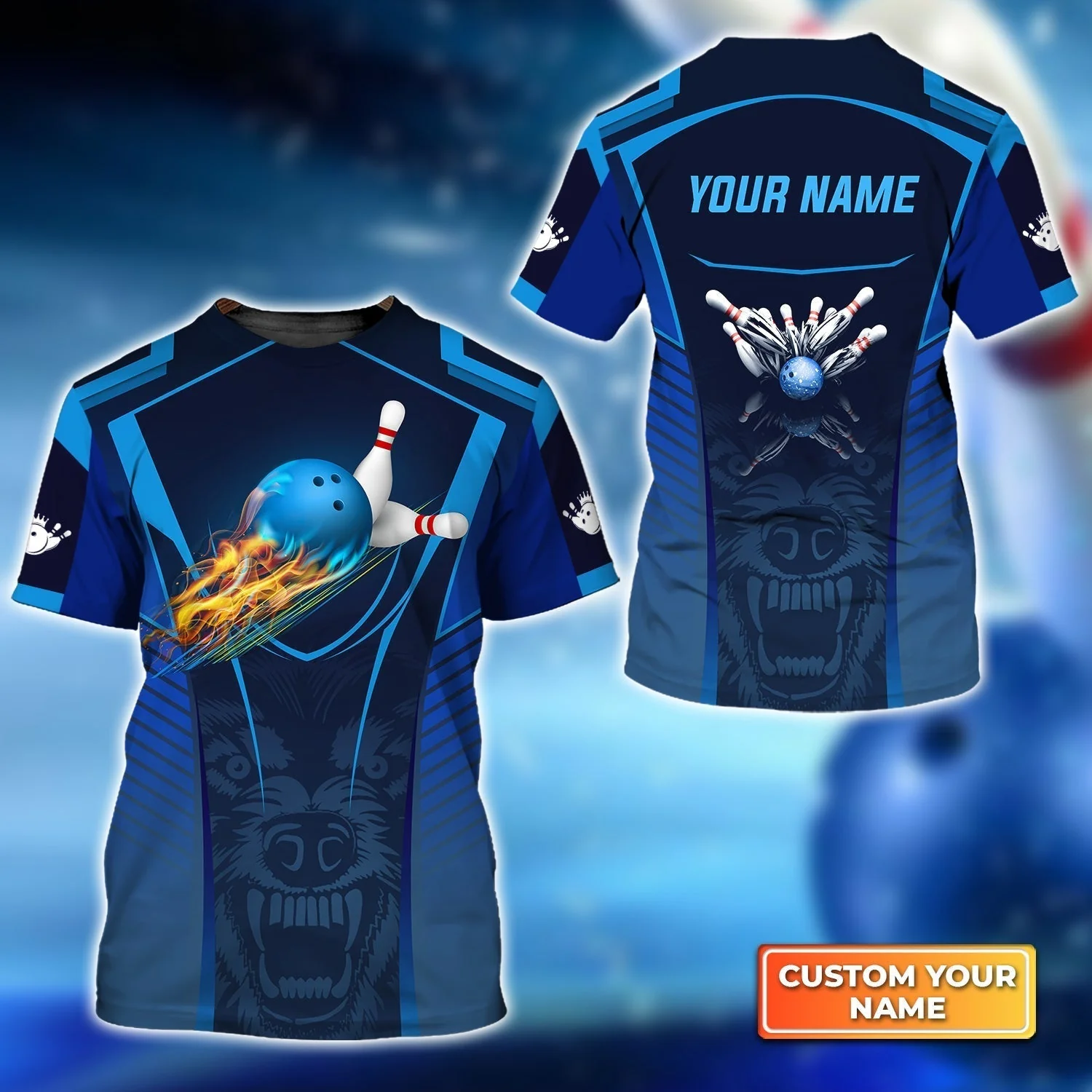 Personalized Bowling Hoodie, The Wolf Blue Bowling Team Customized Shirt For Friend, Family, Bowling Players - Image 6