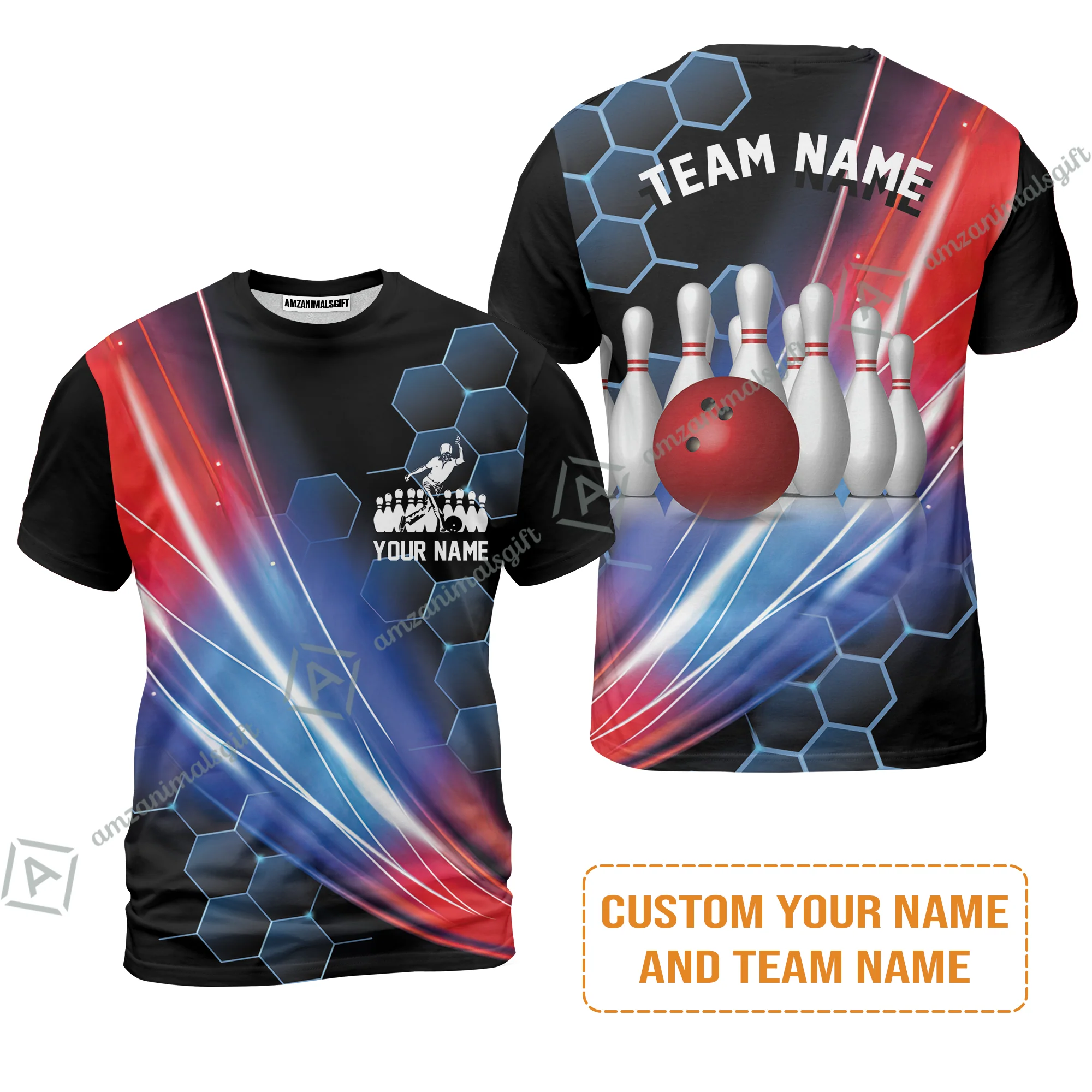 Personalized Bowling Men Long Polo Shirt - Custom Name & Team Name Honeycomb Pattern Bowling Long Polo Shirt For Men & Women Bowling Lover - Image 12