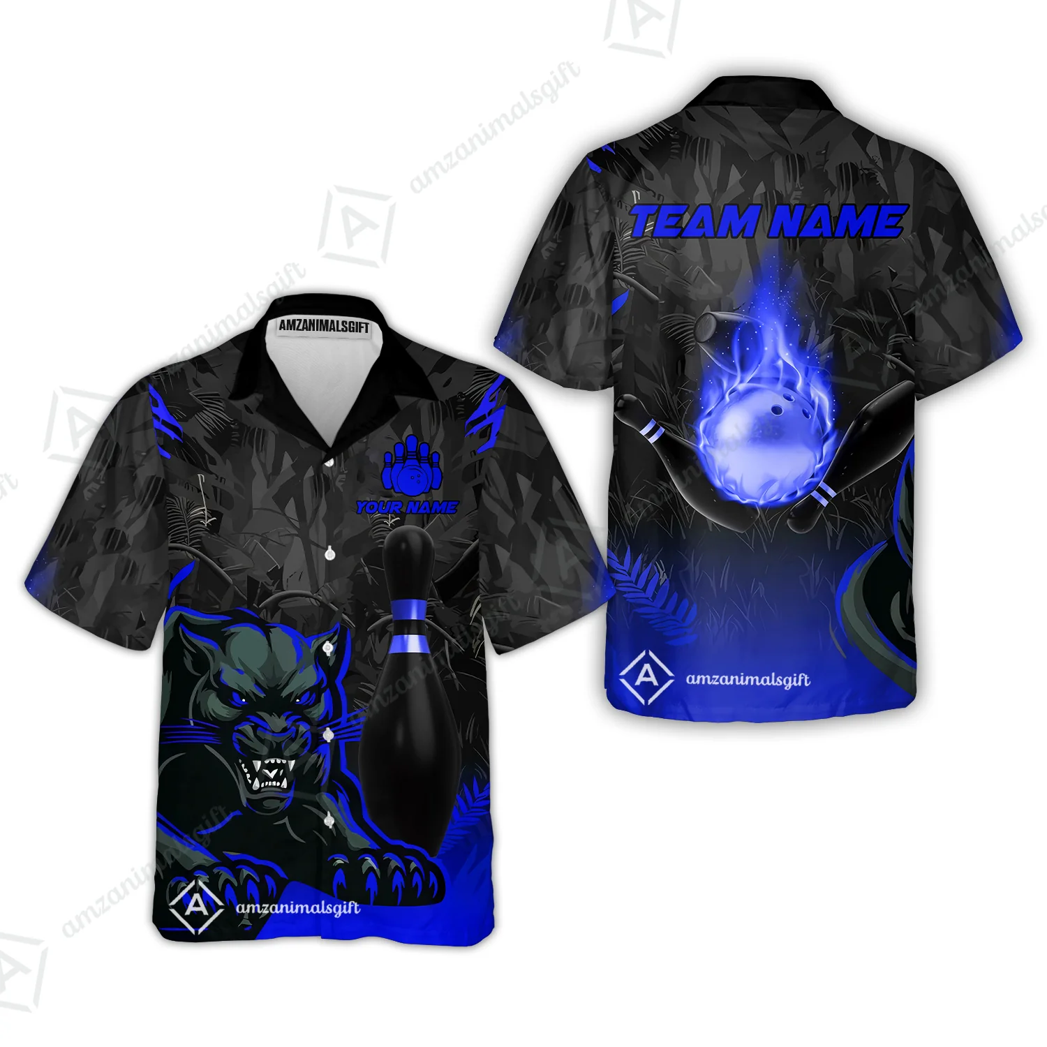 Personalized Bowling Team Hawaiian Shirt With Black Panther And Pin, Custom Name And Team Name For Bowlers - Image 3