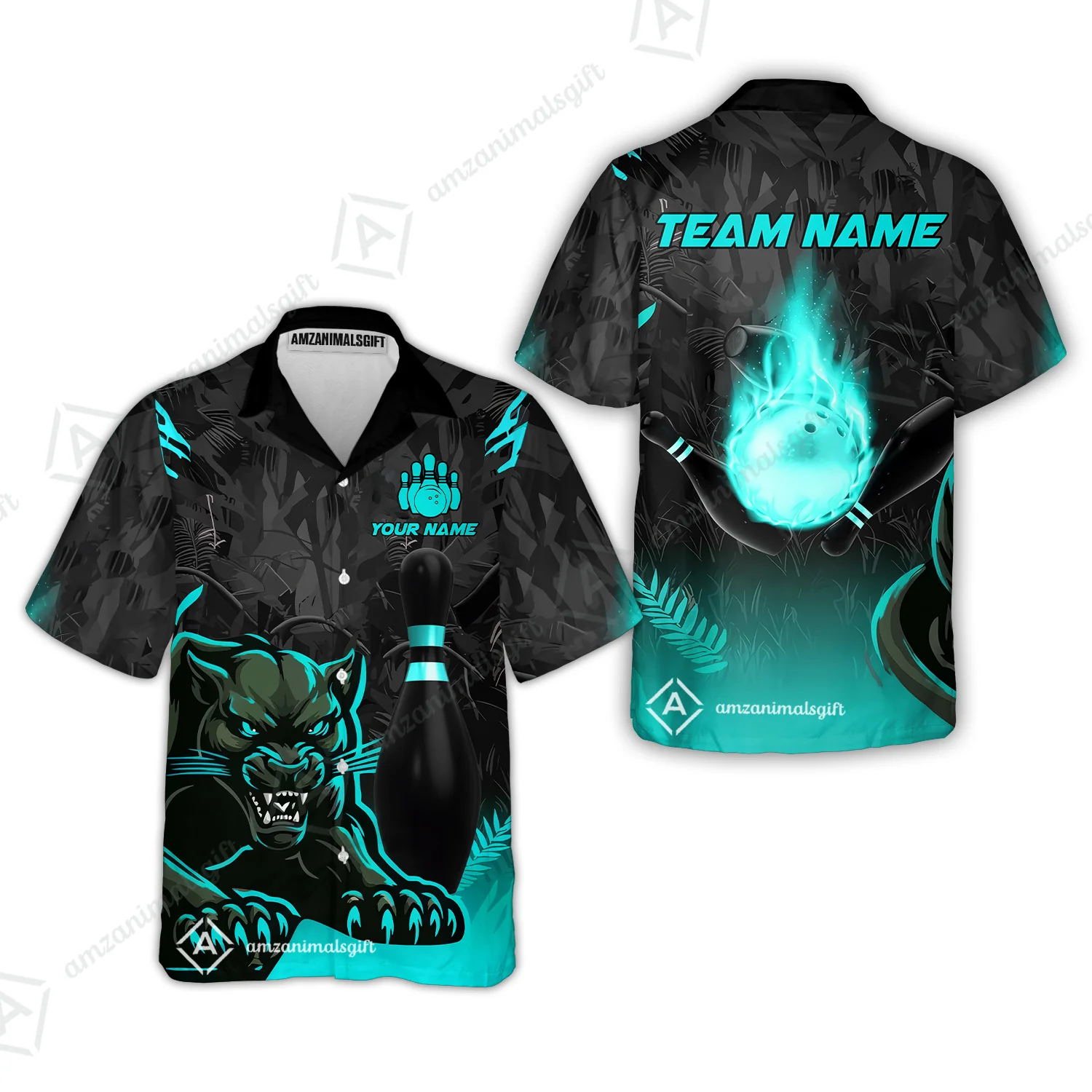 Personalized Bowling Team Hawaiian Shirt With Black Panther And Pin, Custom Name And Team Name For Bowlers - Image 4