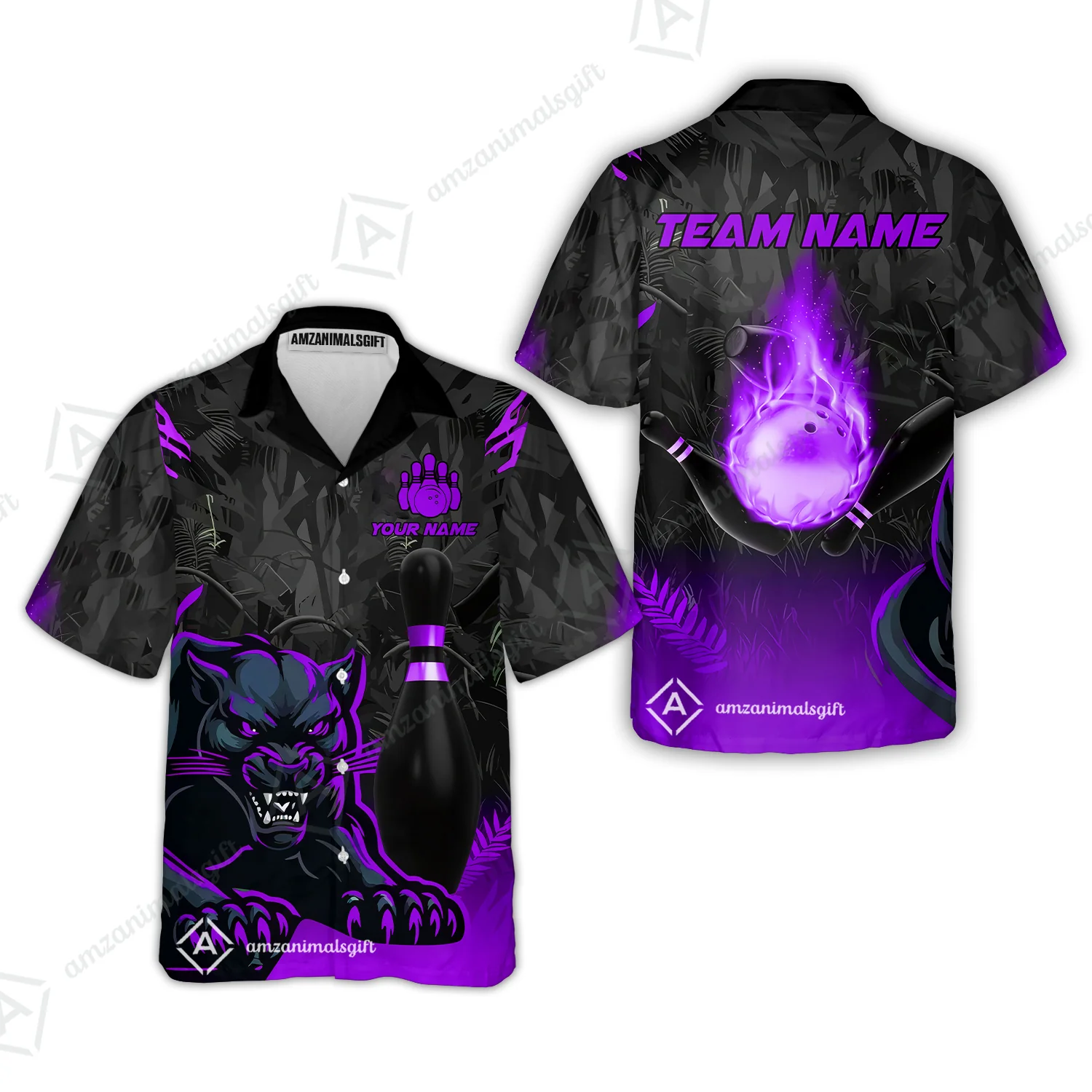 Personalized Bowling Team Hawaiian Shirt With Black Panther And Pin, Custom Name And Team Name For Bowlers - Image 5