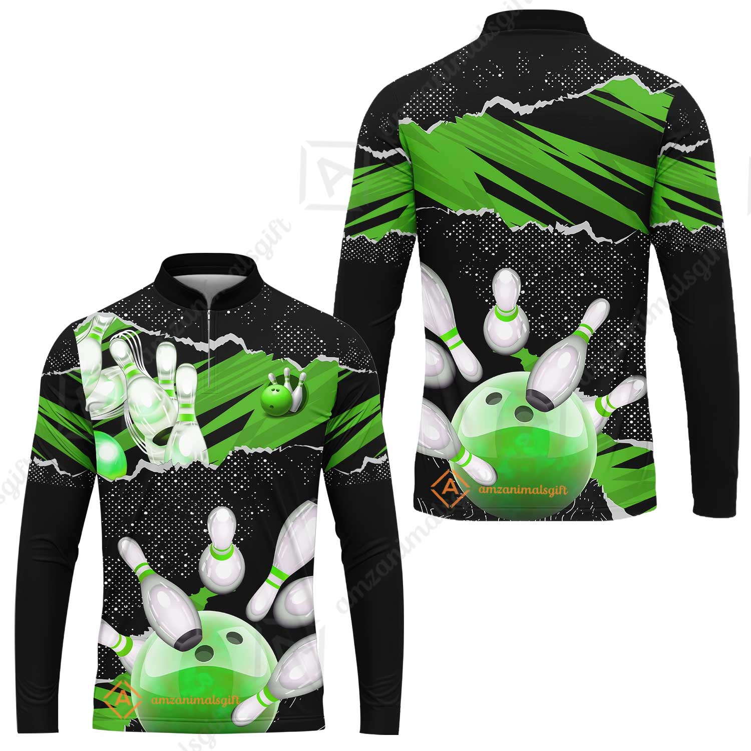 Personalized Bowling Team Long Sleeve Jersey, Bowling Uniforms Ball & Pins Sport Pattern Custom Name And Team Name - Image 4