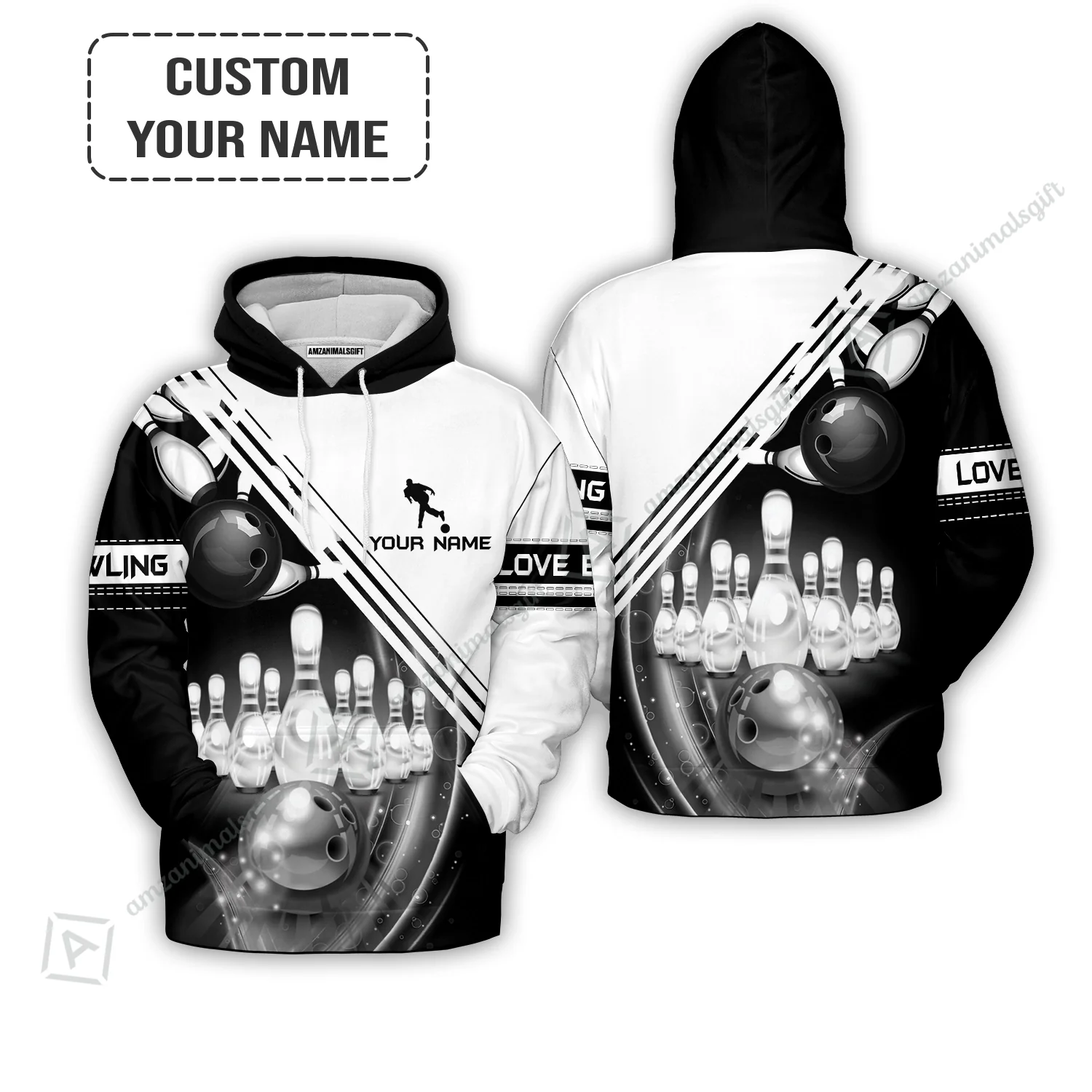 Personalized Bowling Women Polo Shirt, Black And White Bowling The Pins And Ball Shirt For Friend, Family, Bowling Lovers - Image 4