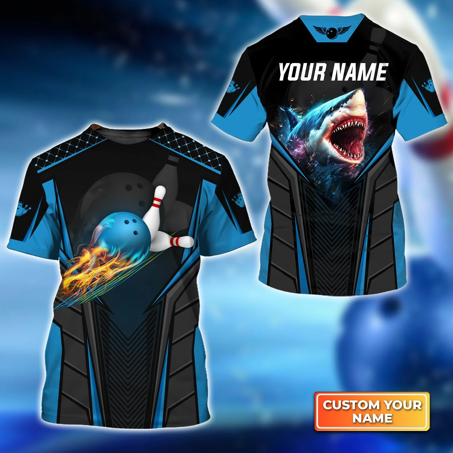 Personalized Bowling Women Polo Shirt, Shark Team Blue Bowling Ball Customized Shirt For Friend, Family, Bowling Players - Image 8