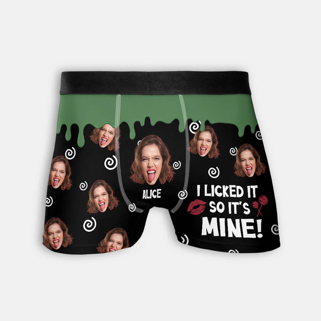 Personalized Boxers, Custom Face Underwear - Customized I Licked So It's Mine Boxer - Best Valentine Gift For Men From Lover - Image 2