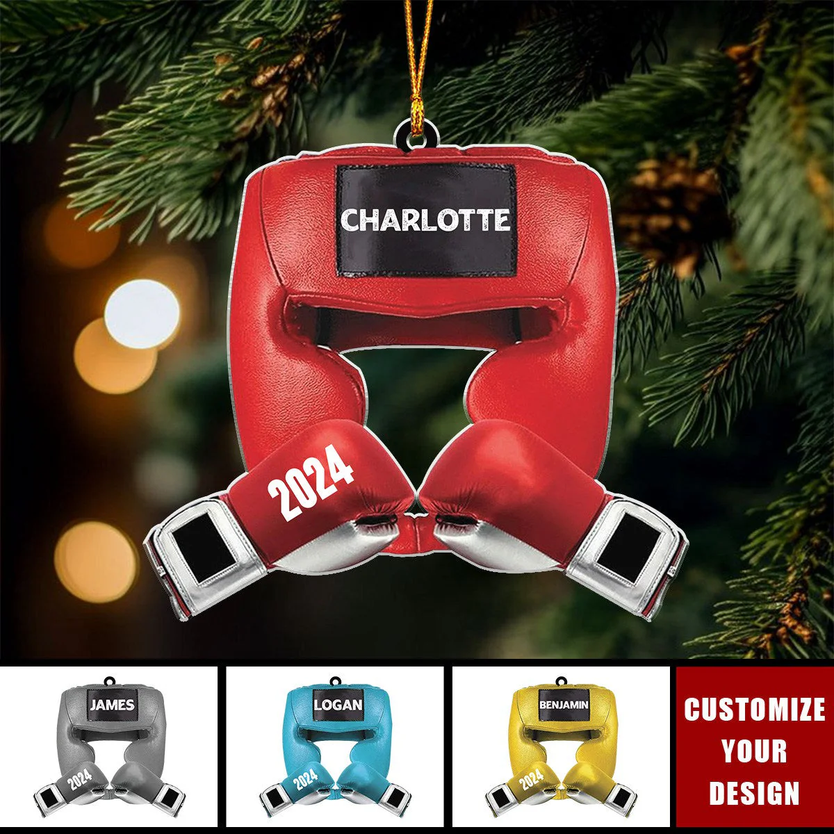 Personalized Boxing Gear Flat Acrylic Ornament, Meaningful Christmas Ornament Gifts For Son, Grandson, Family, Friends - Image 2