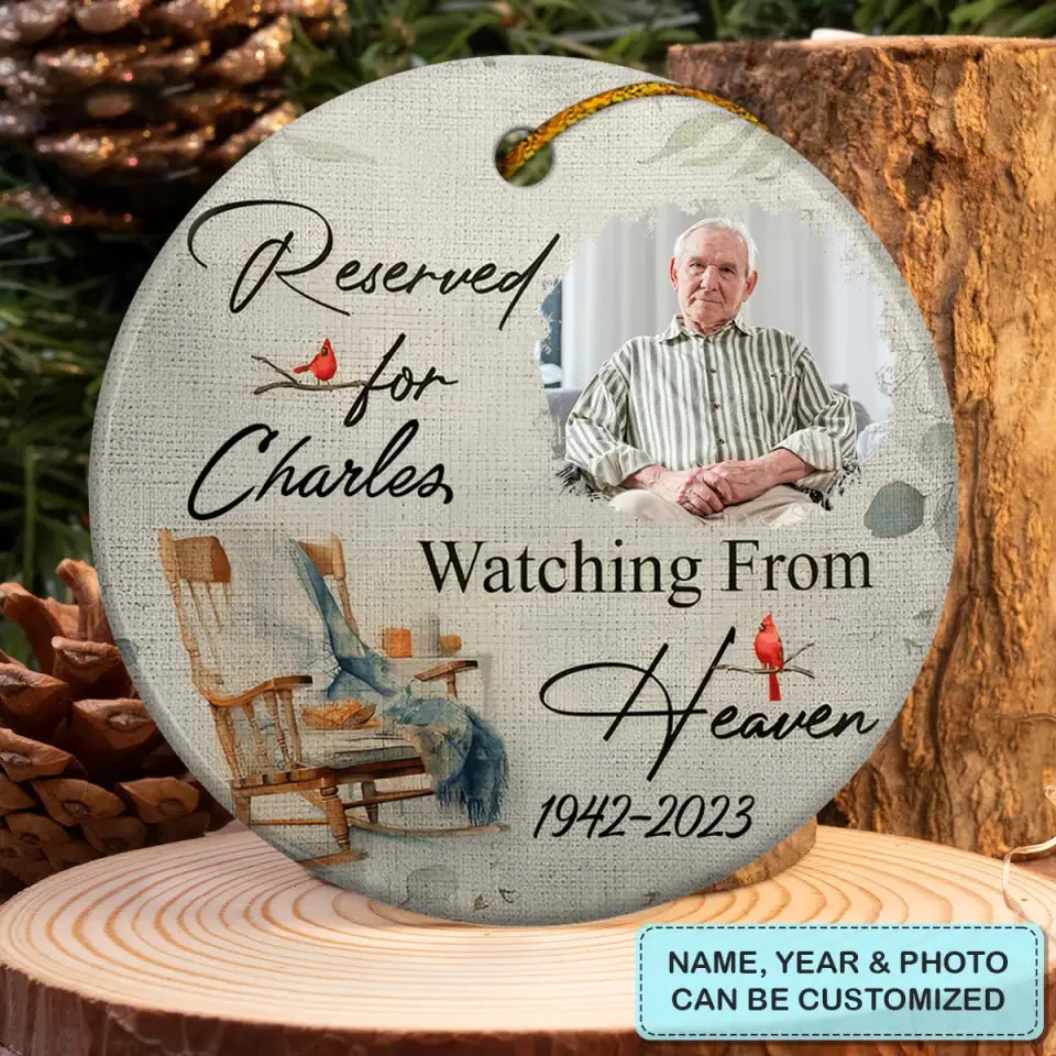 Personalized Ceramic Christmas Ornament - Custom Watching From Heaven, Memorial Gift Ceramic Ornament, Perfect Gift For Family Members - Image 2