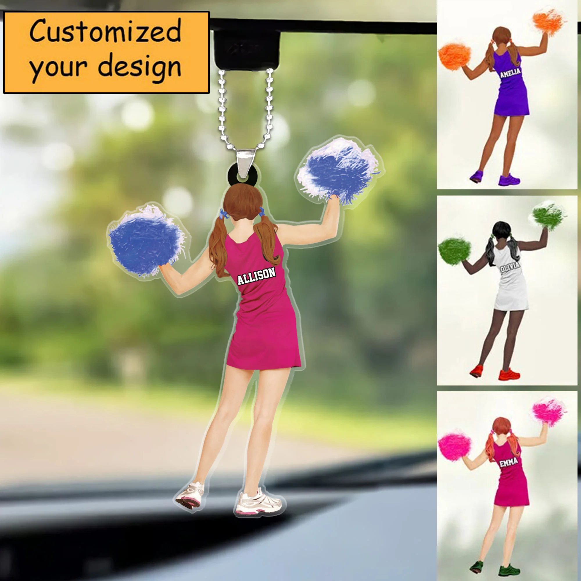 Personalized Cheerleader, Cheerleading Christmas Car Ornament - Gift For Girl, Woman, Cheerleader Team - Image 2