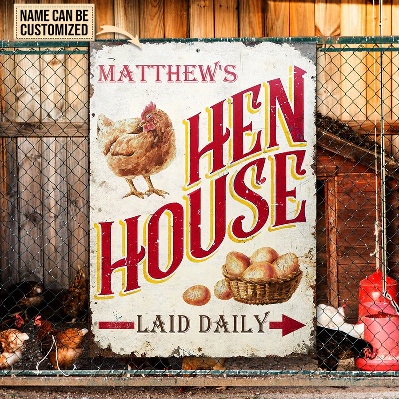 Personalized Chicken Hen House Laid Daily Metal Signs - Chicken Farm Metal Signs Decoration, Chicken Signs - Image 3