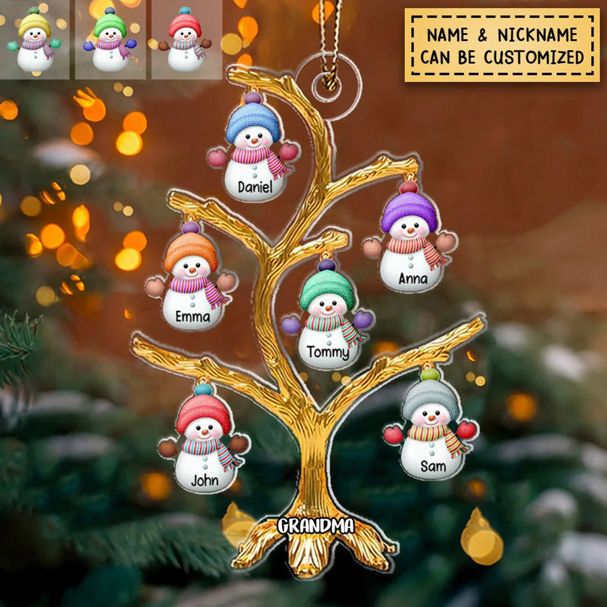 Personalized Christmas Snowman Christmas Tree Acrylic Ornament - Best Gift For Family, Christmas, New Year - Image 2