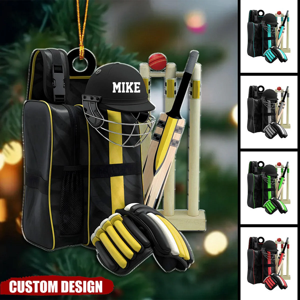 Personalized Cricket Equipment Flat Acrylic Ornament, Meaningful Ornament Gift For Son, Daughter, Grandson, Granddaughter - Image 2