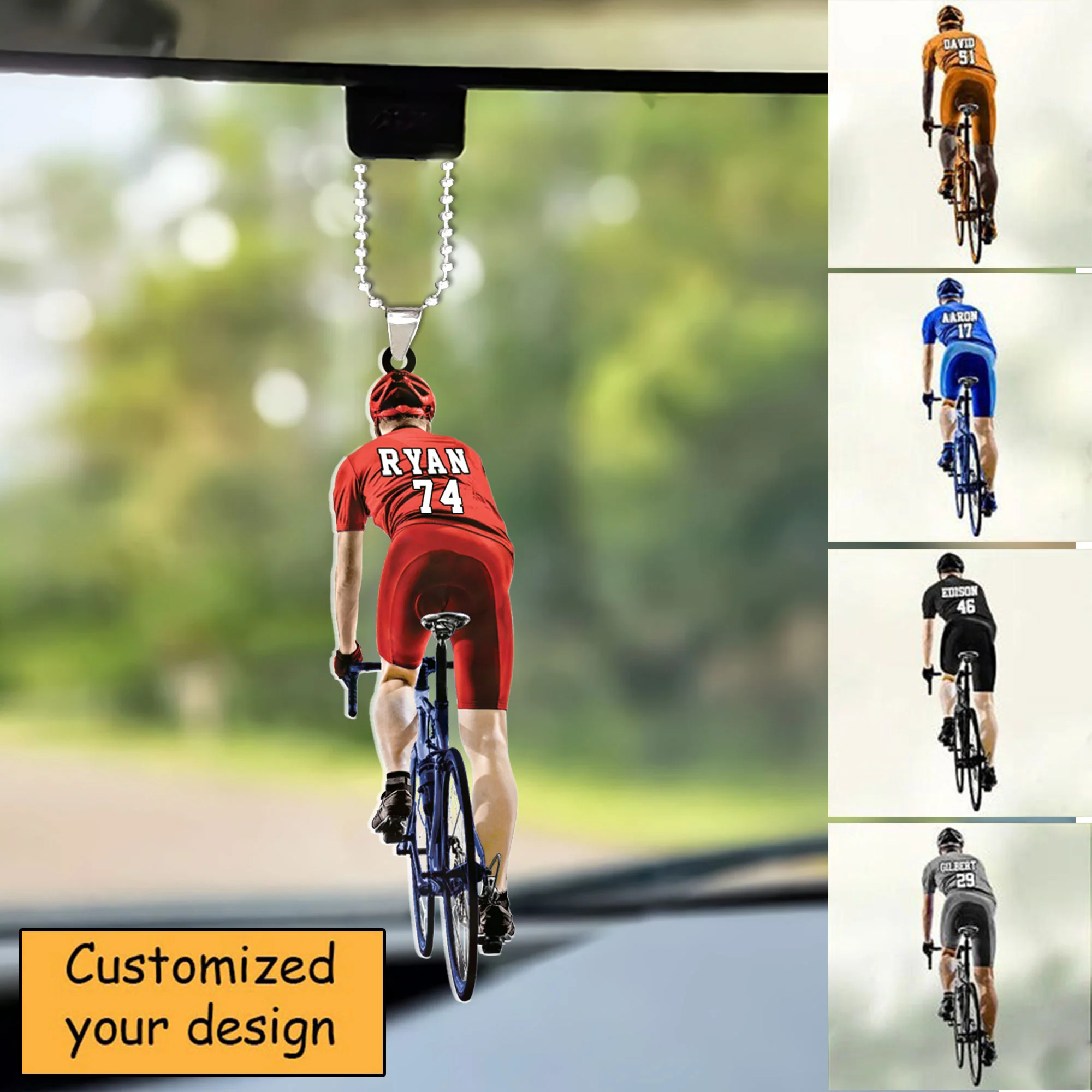 Personalized Cyclist, Bike Riding Car Ornament, Gift For Cyclists - Personalized Car Ornament Christmas Decor - Image 2