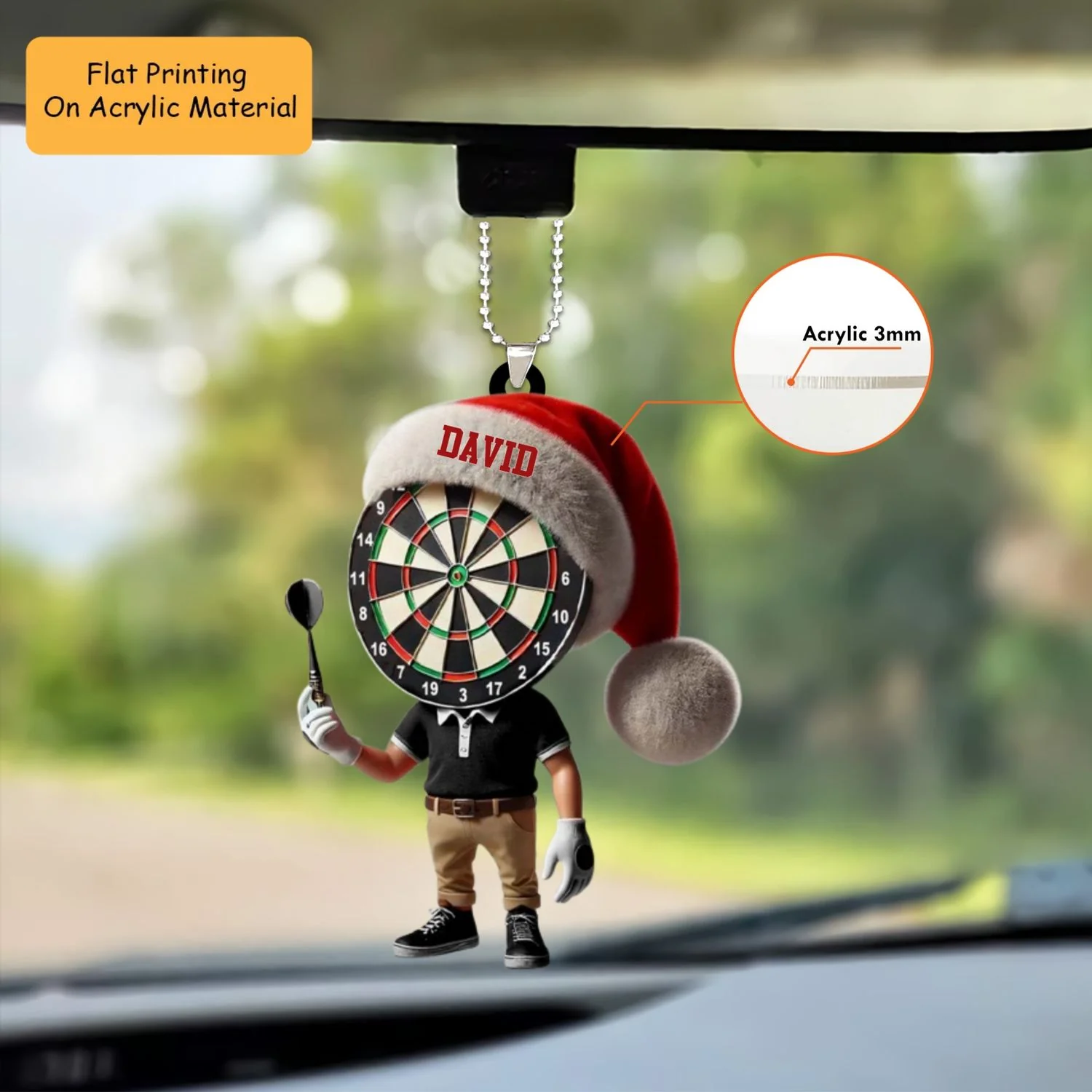 Personalized Dart Board Holding Pins Acrylic Ornament, Dart Board Keychain, Car Ornament, Christmas Ornament Gifts - Image 2