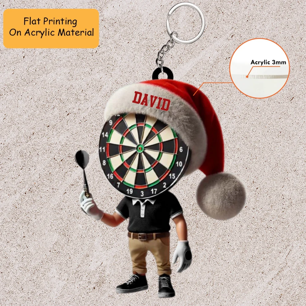 Personalized Dart Board Holding Pins Acrylic Ornament, Dart Board Keychain, Car Ornament, Christmas Ornament Gifts - Image 3