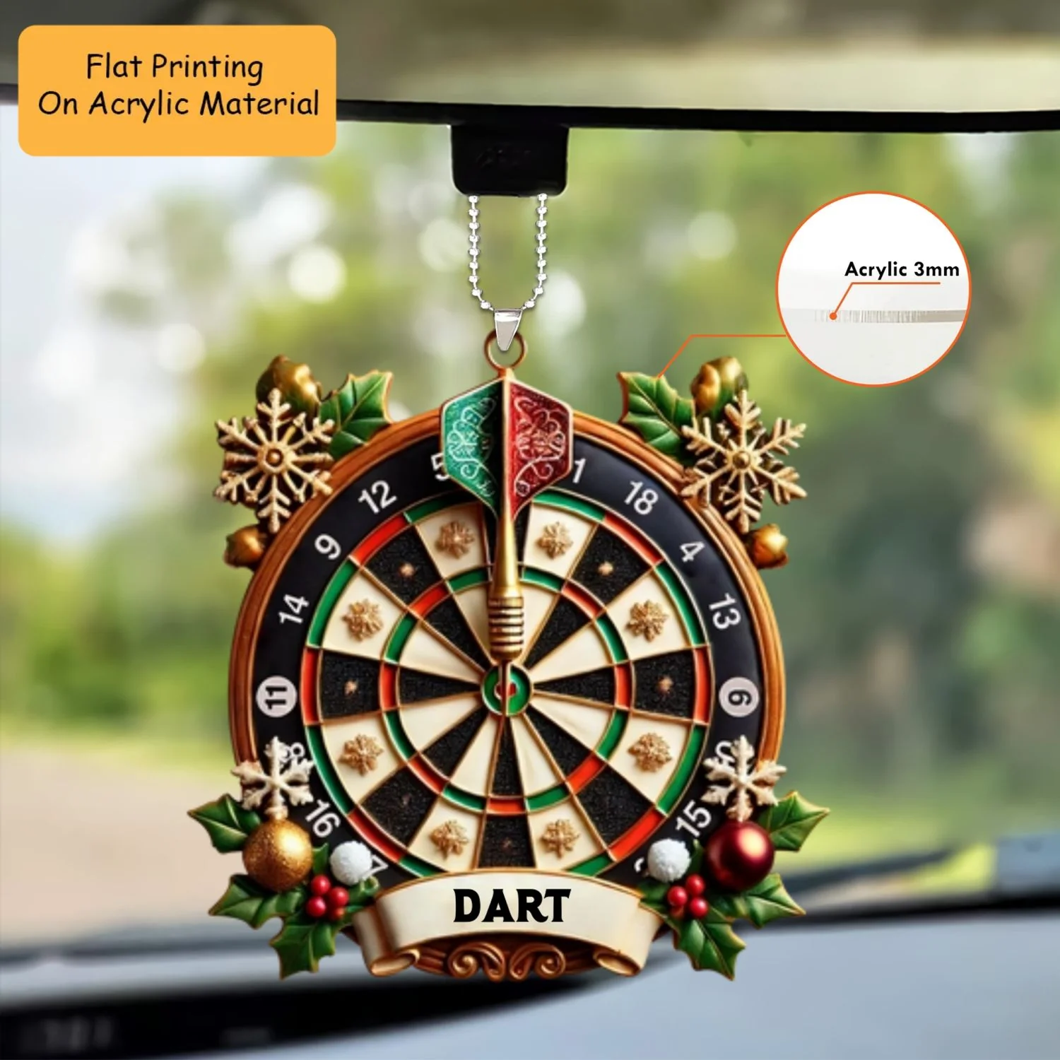 Personalized Dart Board Holding Pins Acrylic Ornament, Dart Board Keychain, Car Ornament, Christmas Ornament Gifts - Image 2