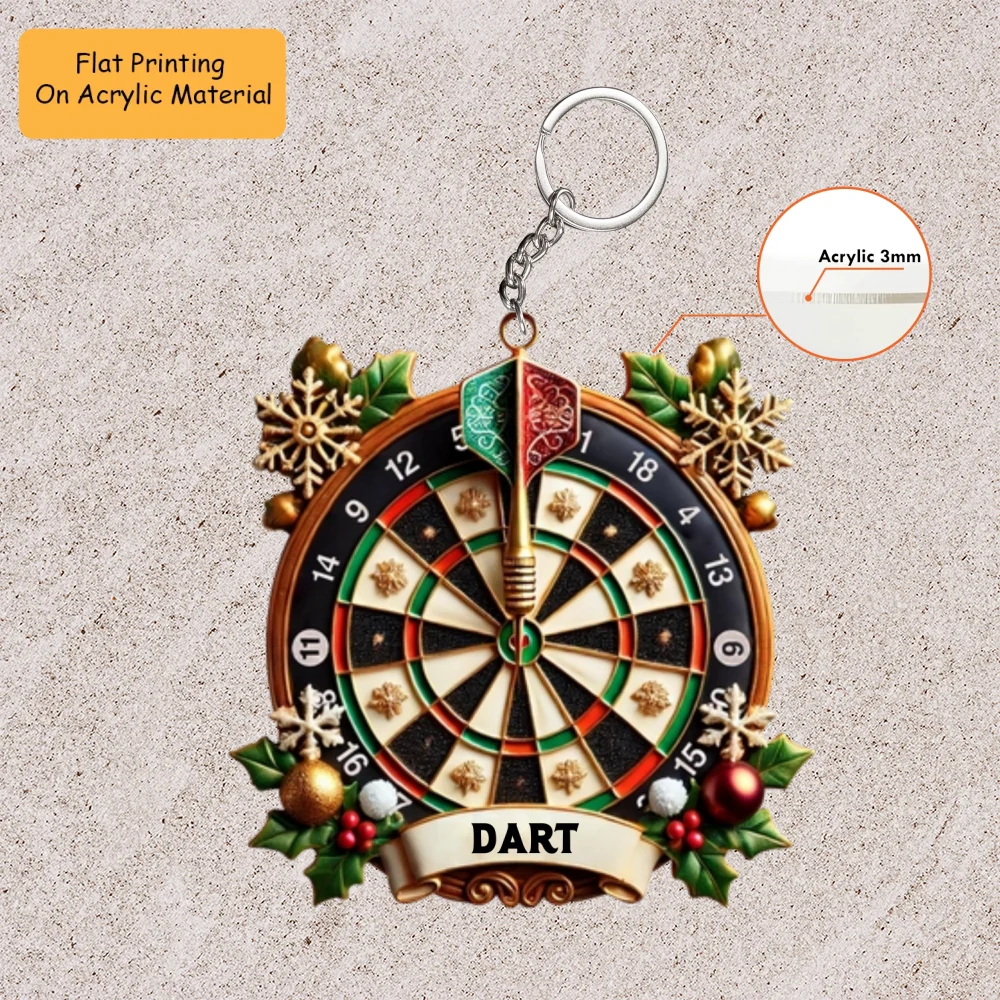 Personalized Dart Board Holding Pins Acrylic Ornament, Dart Board Keychain, Car Ornament, Christmas Ornament Gifts - Image 3