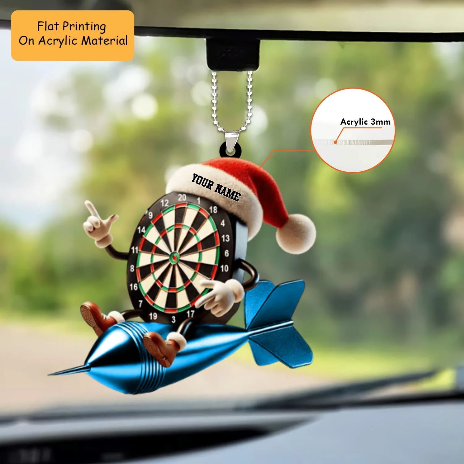 Personalized Dart Board Holding Pins Acrylic Ornament, Dart Board Keychain, Car Ornament, Christmas Ornament Gifts - Image 2