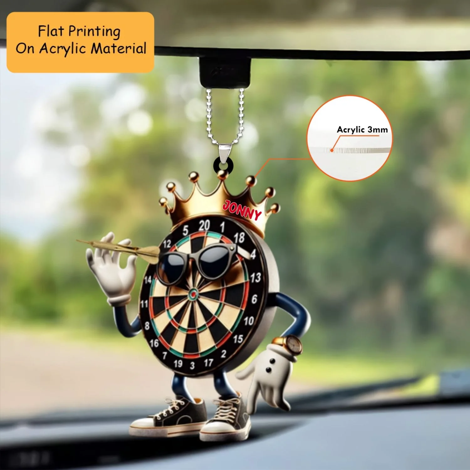 Personalized Dart Board Holding Pins Acrylic Ornament, Dart Board Keychain, Car Ornament, Christmas Ornament Gifts - Image 2