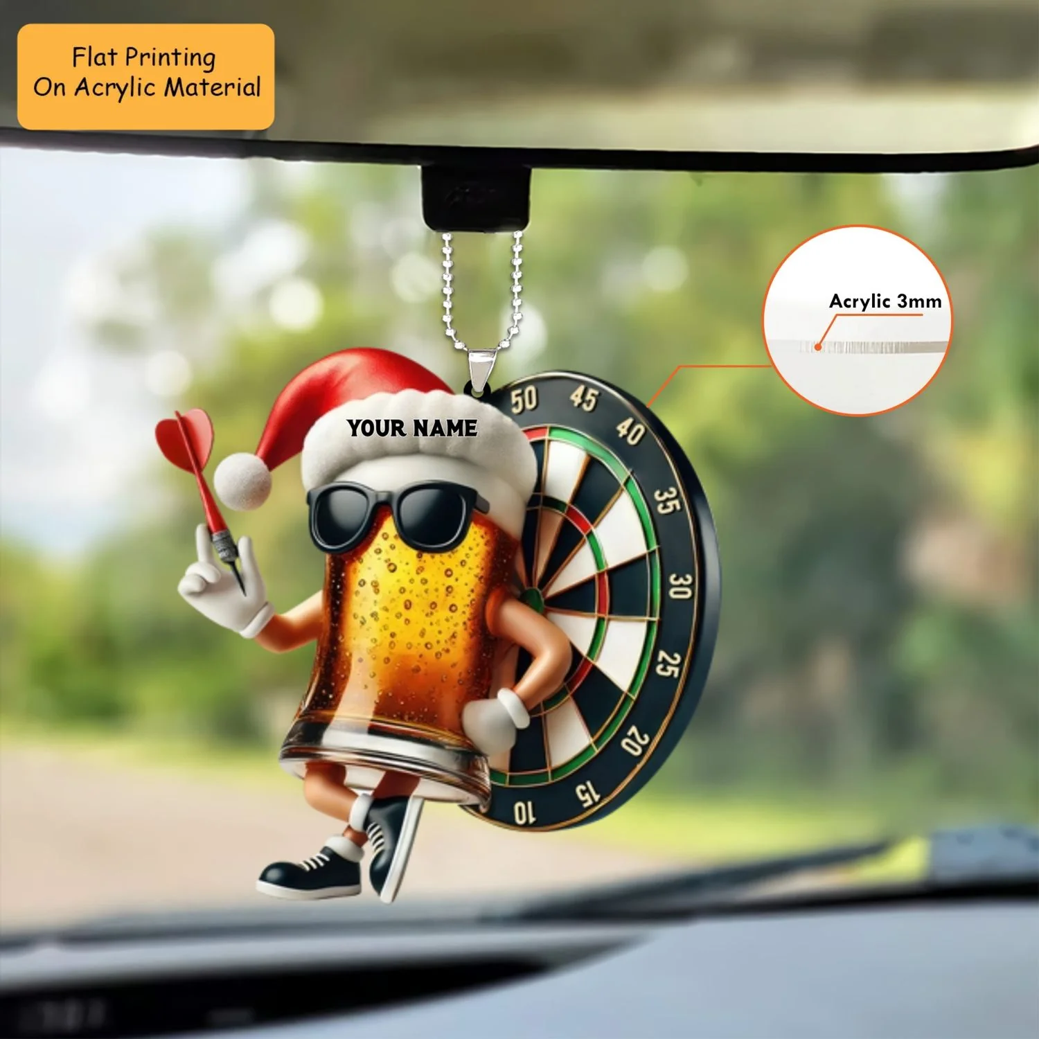 Personalized Dart Board Holding Pins Acrylic Ornament, Dart Board Keychain, Car Ornament, Christmas Ornament Gifts - Image 2